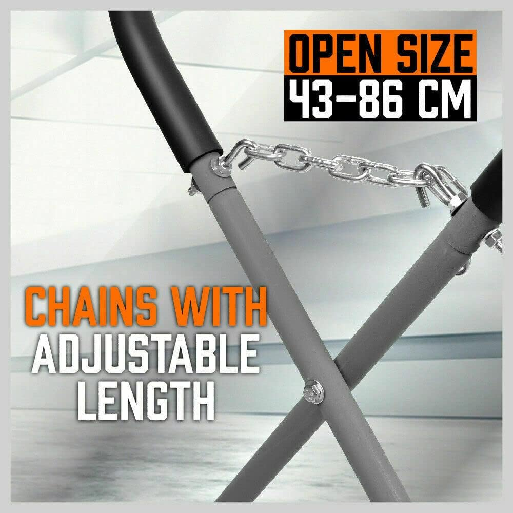 HORUSDY Automotive Panel Stand, Folding Fender Stand, 225Kg Capacity, Adjustable Hight 43-86Cm, Powder-Coated Tubular Steel, Rubber Feet, for Garages, Repair Shops, and DIY image number 3