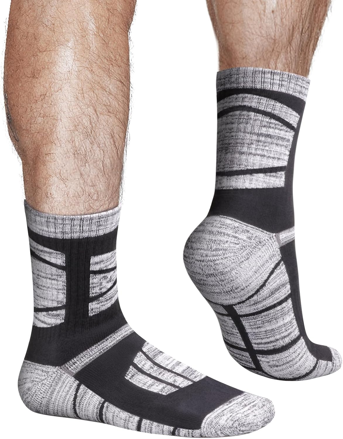 YUEDGE Men'S Cushioned Hiking Sports Socks Breathable Wicking Work Socks Padded Safety Boot Socks Casual Athletic Crew Socks for Men, 5 Pairs image number 5