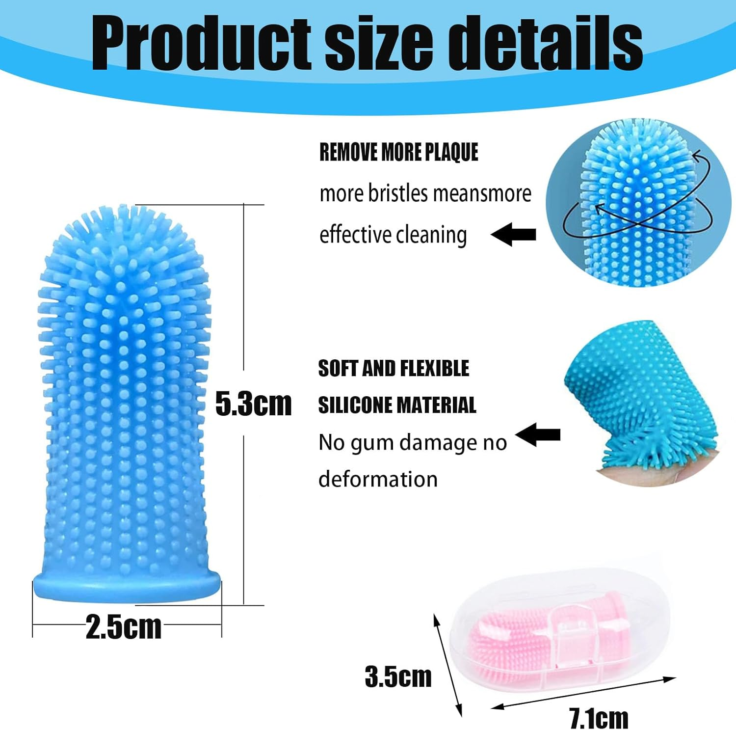 5Pcs 360&ordm; Dog Fingerbrush Toothbrush Kit Ergonomic Design, Full Surround Bristles for Easy Teeth Cleaning, Dental Care for Puppies, Cats and Small Large Breed Pets image number 3