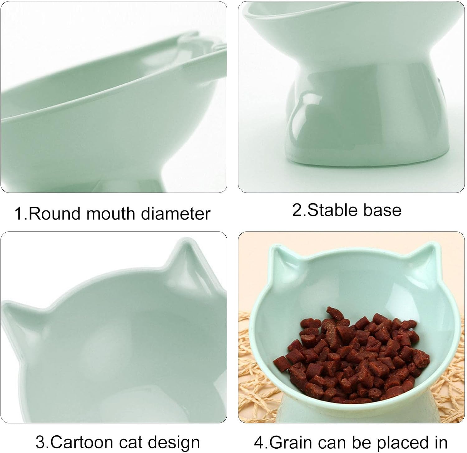 Elevated Cat Bowls | Whisker Friendly 15-Degree Tilt Elevated Cat Food Bowls for Food - 5.31Inch Shallow Raised Cat Dish, Pet Water or Food Feeding Station for Indoor Cats, and Small Dogs, image number 3