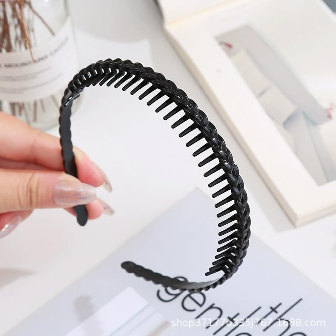 ZORVYN Pack of 4 Women'S Headbands, Non Slip with Teeth, Plastic Headbands with Teeth Comb, Thin Black Hair Bands for Women, Hair, Waves, Women'S Headbands image number 1