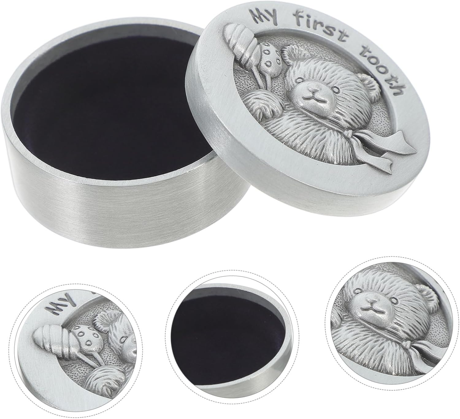 Baby Tooth Box First Tooth Holder Vintage Metal Keepsake Box for Newborns Trinket Organizer for Girls image number 5