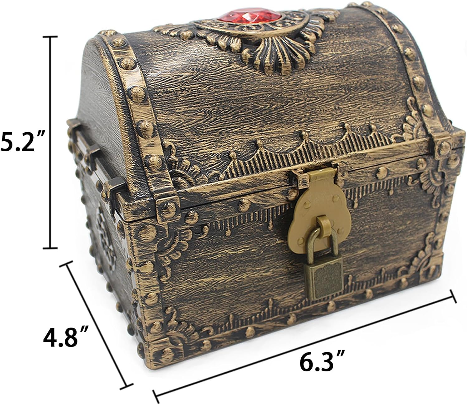 Large Treasure Chest for Kids, Plastic Pirate Chest Decorative - Teacher'S Classroom Prize Treasures Collection Storage Box with Lock and Key for Birthday, Halloween, Christmas Party image number 1