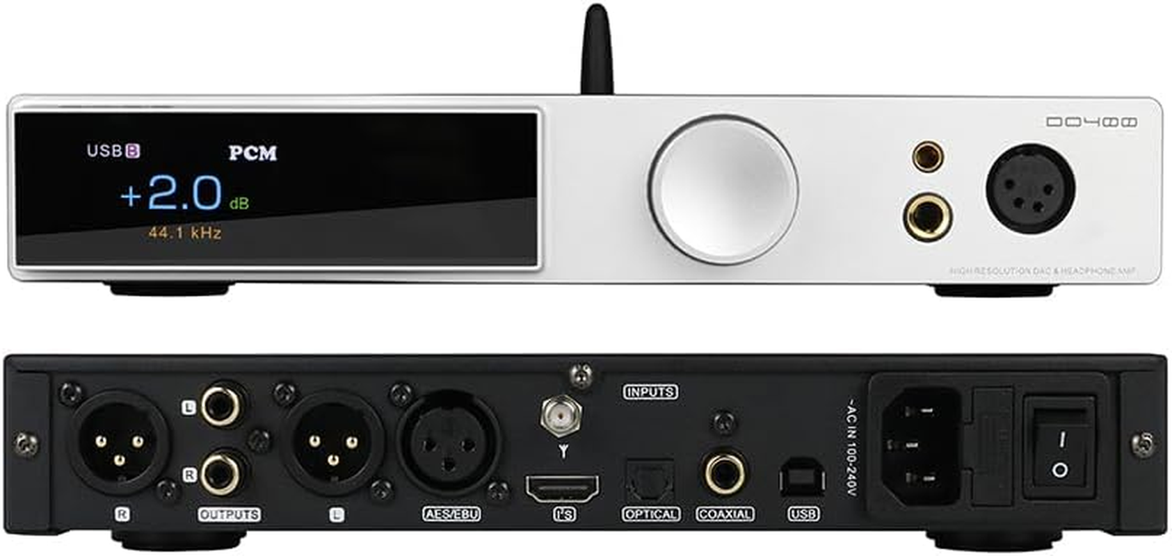 SMSL DO400 Full Balanced DAC Headphone Amp, ES9039MSPRO XMOS-XU316 USB DAC, Bluetooth 5.1 LDAC, Usb/Aes/Opt/Coax MQA DAC, IIS Input DAC, 4.4Mm/6.35Mm/4-Xlr Headphone Amps with Remote Control (Silver)