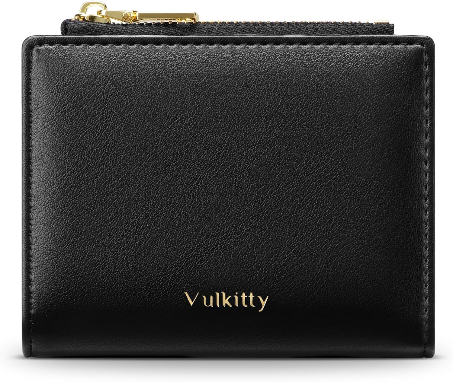 Vulkitty Small Wallet for Women with Coin Pocket RFID Blocking Card Holder Wallet Bifold Wallet Soft Leather, Black