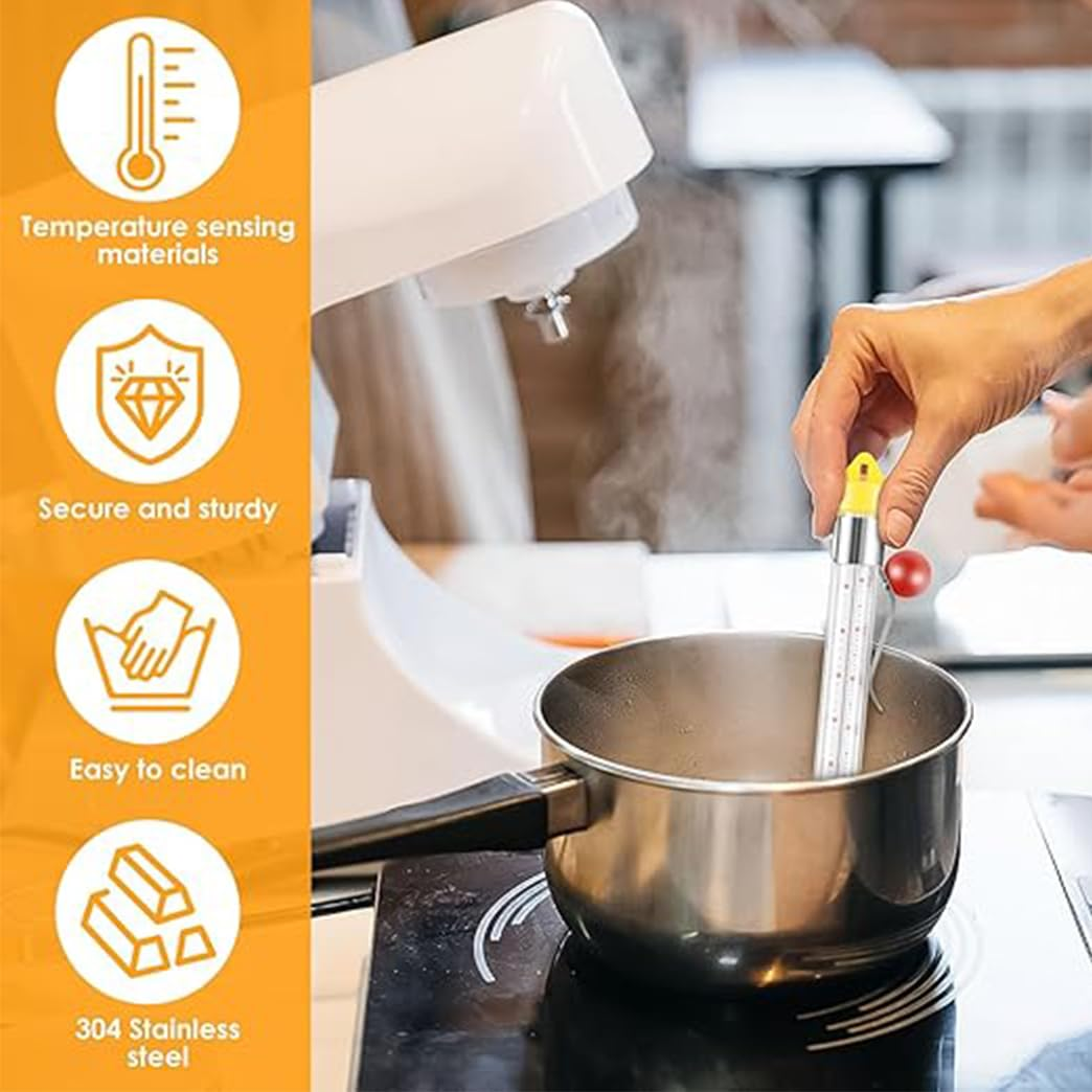 Candy and Deep Fry Thermometer with Pot Clip, Glass Food Thermometer for Sugar Syrup and Oil, Kitchen Cooking Tool with Hook image number 3