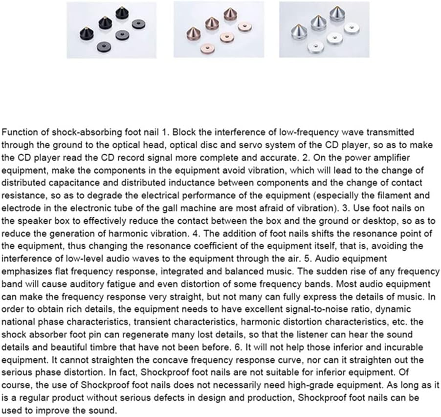 Ysyaxsyt 4Set Hifi Audio Foot Spikes Cone Floor Foot Nail Aluminum Alloy Speaker CD Cabinet Power Amplifier Computer(Silver) image number 4