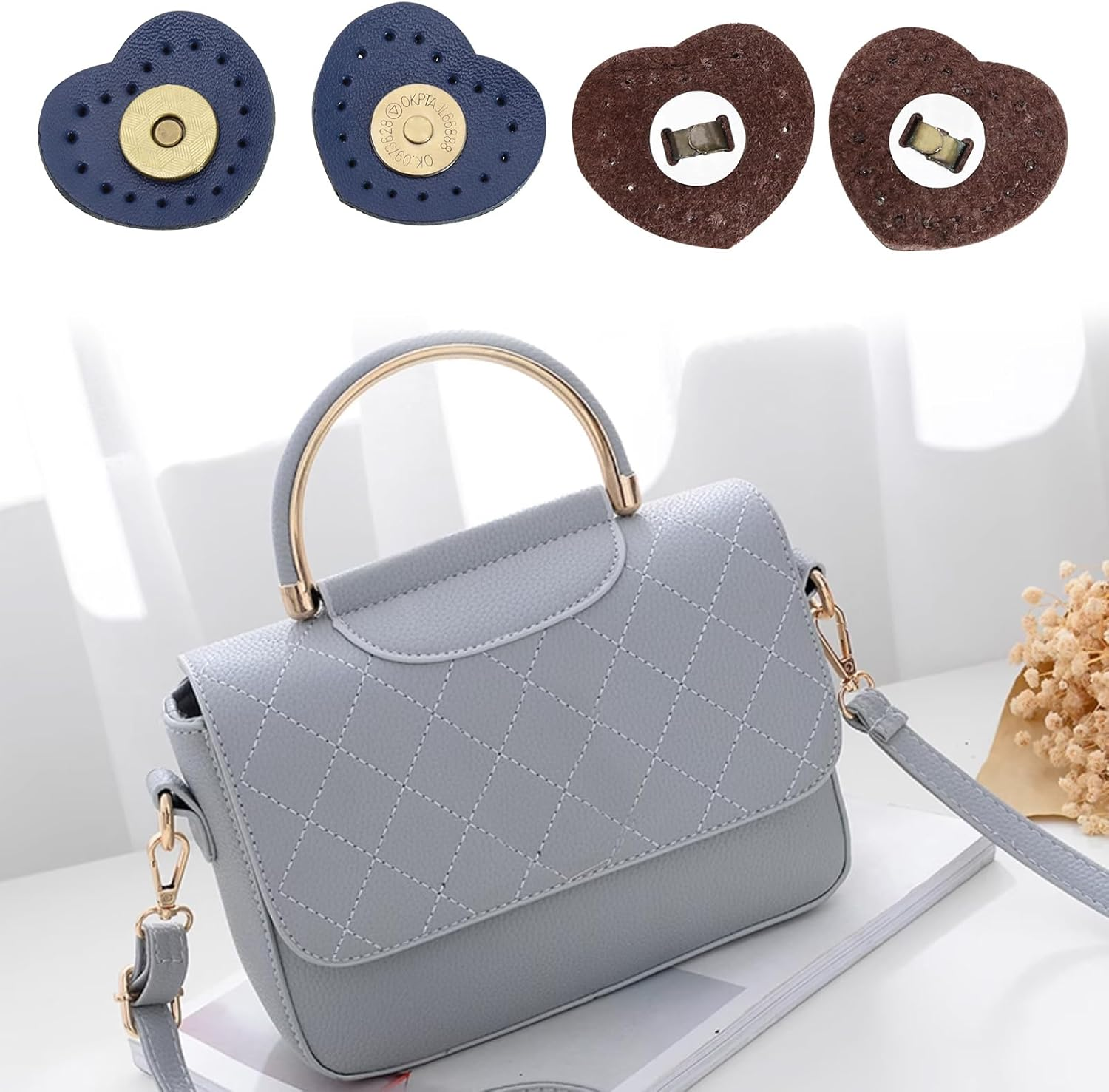 SING F LTD 8Pcs Leather Magnetic Snaps Purse Magnetic Buckle Magnetic Handbag Clasp PU Leather Wallets Snaps Accessories for DIY Making image number 6