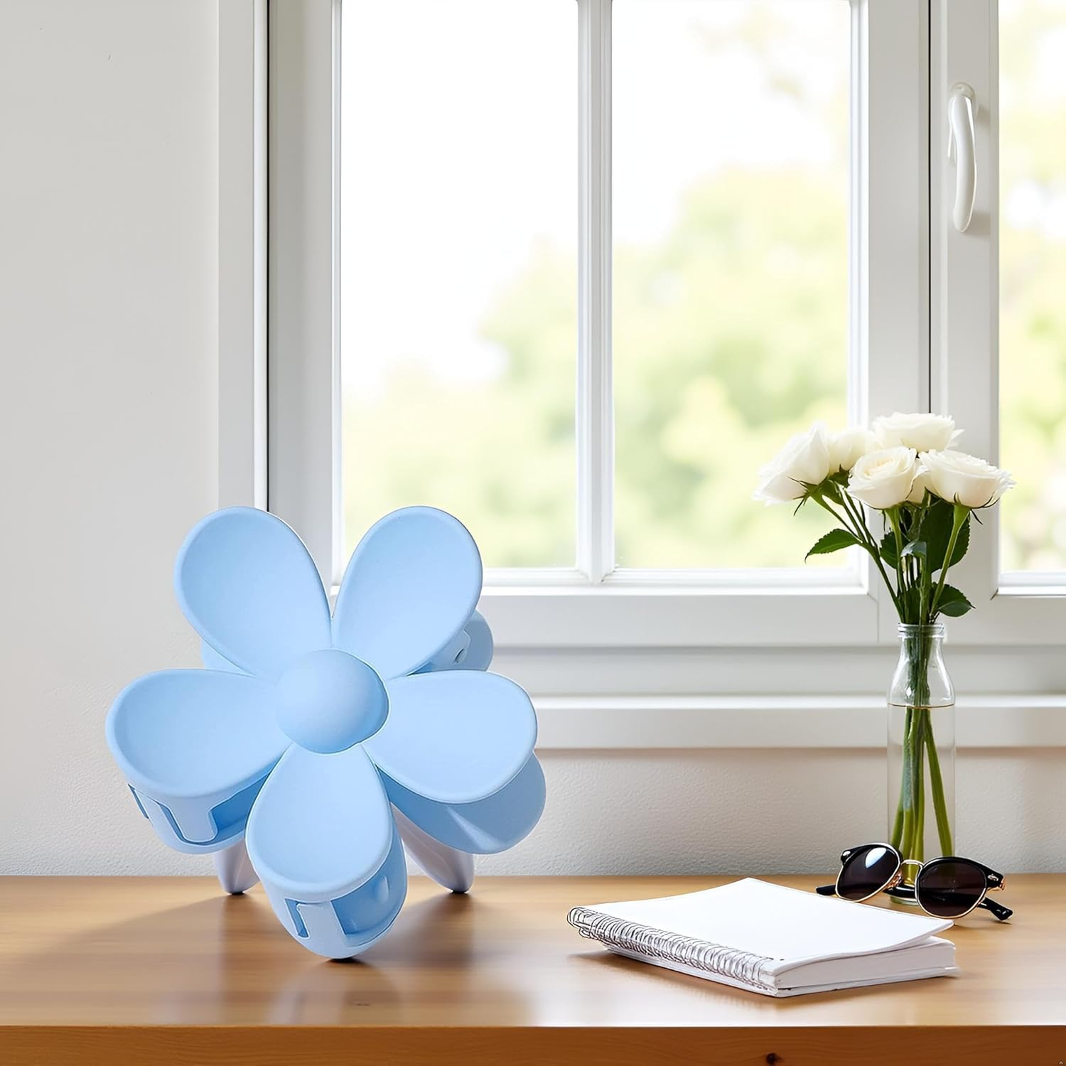 Blue Hair Claw Clips Flower Hair Clips &ndash; Big Cute Claw Clips, Large Hair Clips Strong Hold for Women Thin Hair for Women Thick Hair Clips and Barrettes image number 3