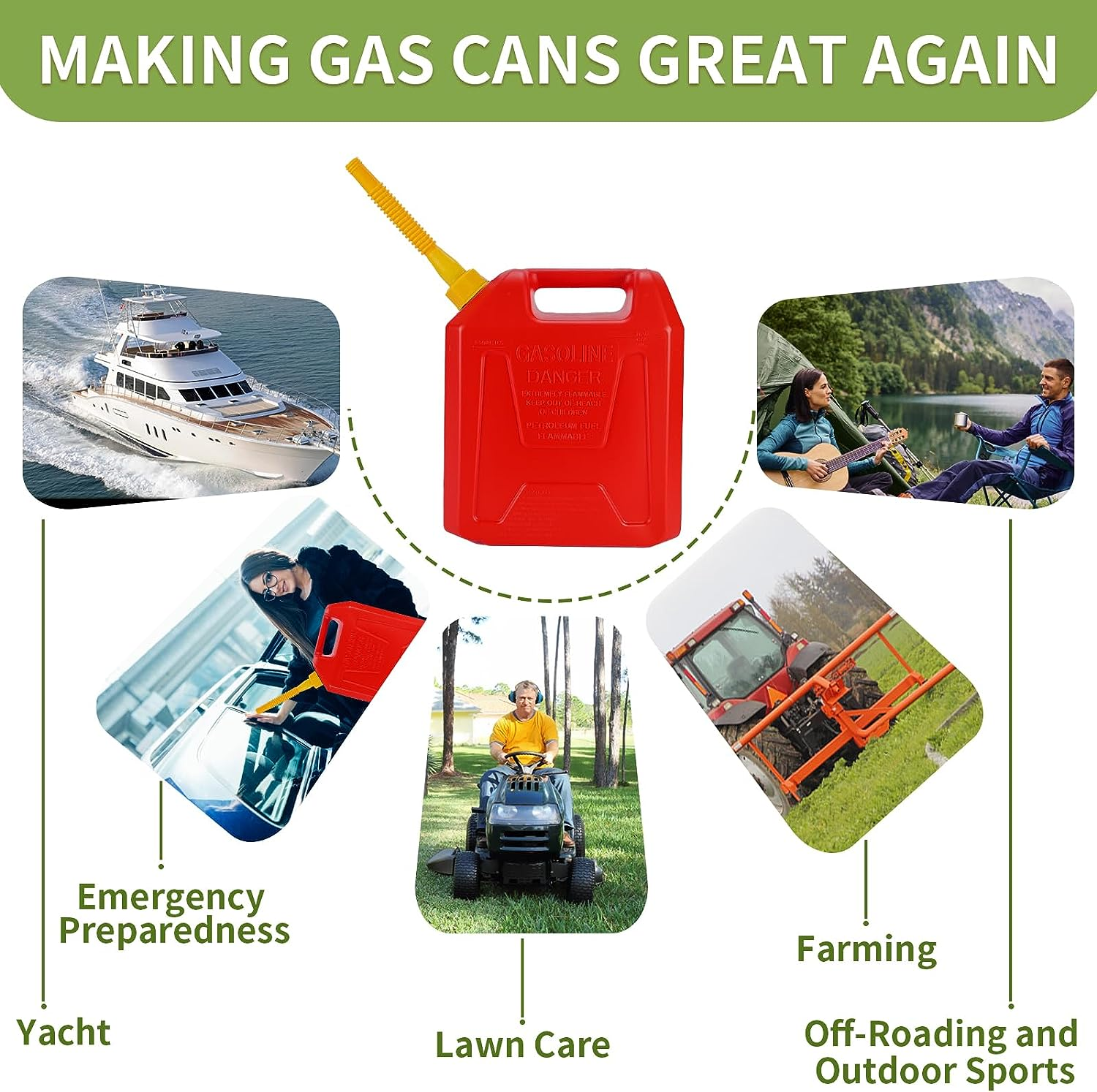 Gas Can Spout Replacement, 2-Kit Gas Can Nozzles Old Style Easy to Install, No-Spill Gas Can Nozzle Replacement, Upgraded Gas Can Spouts with Gas Can Vent Cap, Fit for Most 1/2/5/10 Gallon Cans image number 2