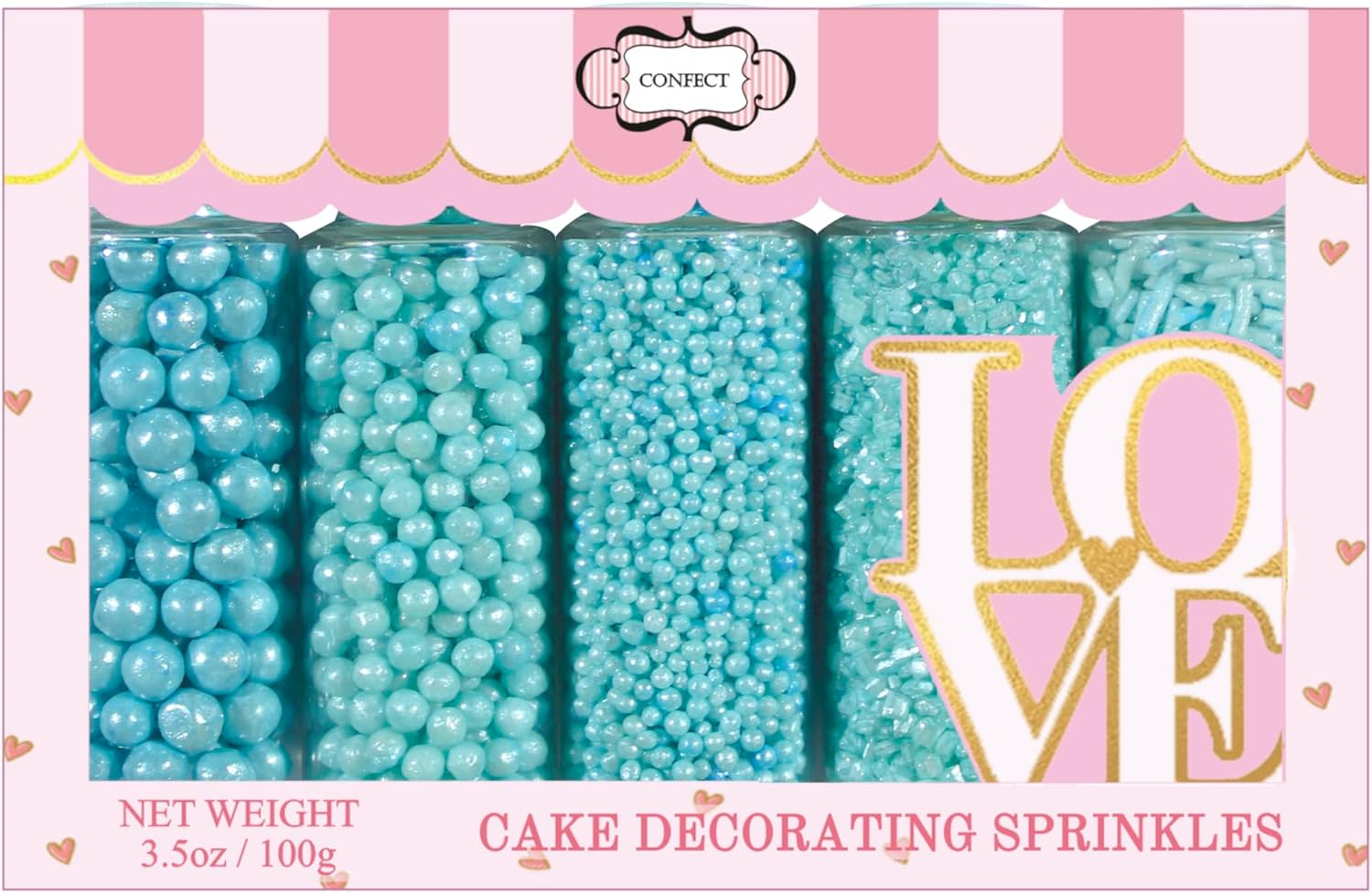 Sprinkles - Confect Sprinkles for Cakes & Cupcakes Decoration Assorted Pack of 5 Backstage Boys Baby Shower Baby Blue Sprinkles Mix Dragees, Jimmies & Sparkling Sugar - 3.5 Oz image number 1