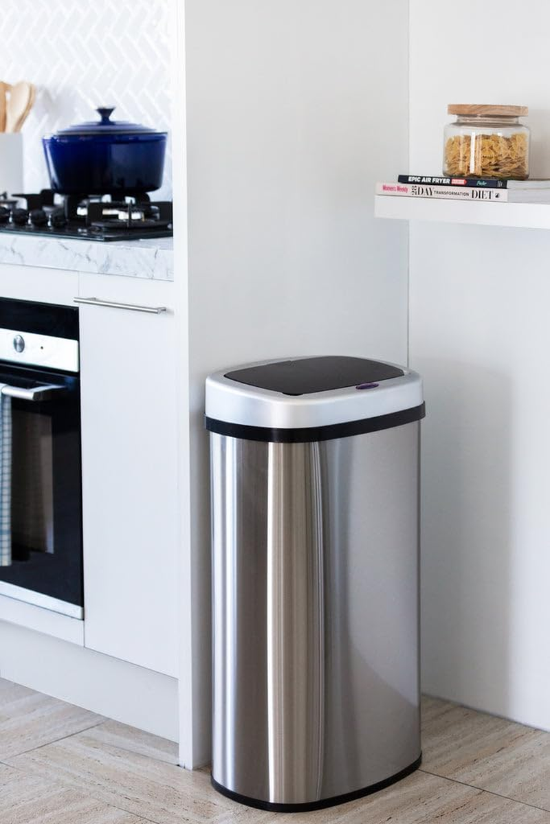 Healthy Choice 50L Automatic Sensor Bin &ndash; Hands-Free Waste Disposal with Waterproof Lid, Touch-To-Open & Close, Battery Operated with Low Power Alert &ndash; Silver