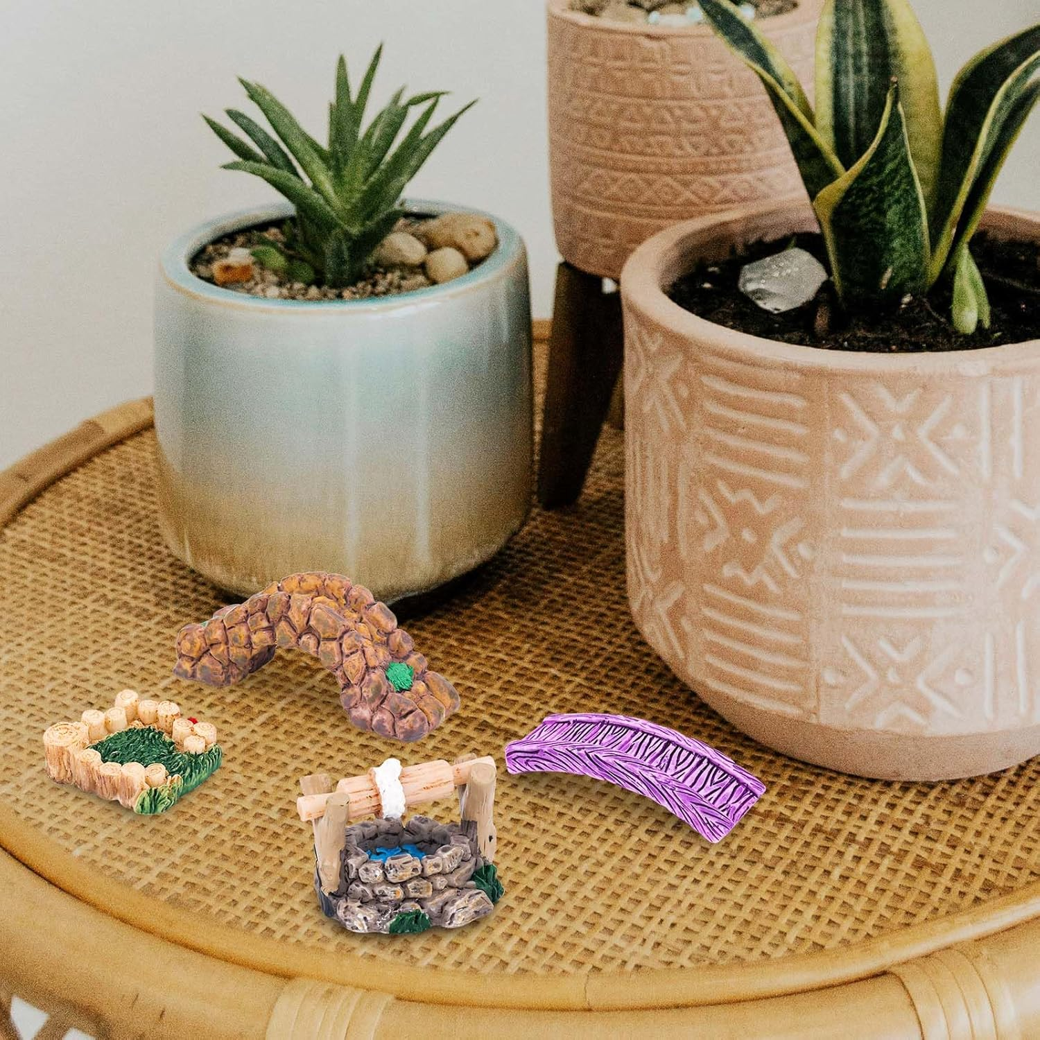 Gosknor 9Pcs Pond Lawn Garden Ornament, Garden Figurines Garden Accessories Landscape Decoration Mini Meditation Zen Tray Items Kit for DIY Craft Garden Decor image number 2