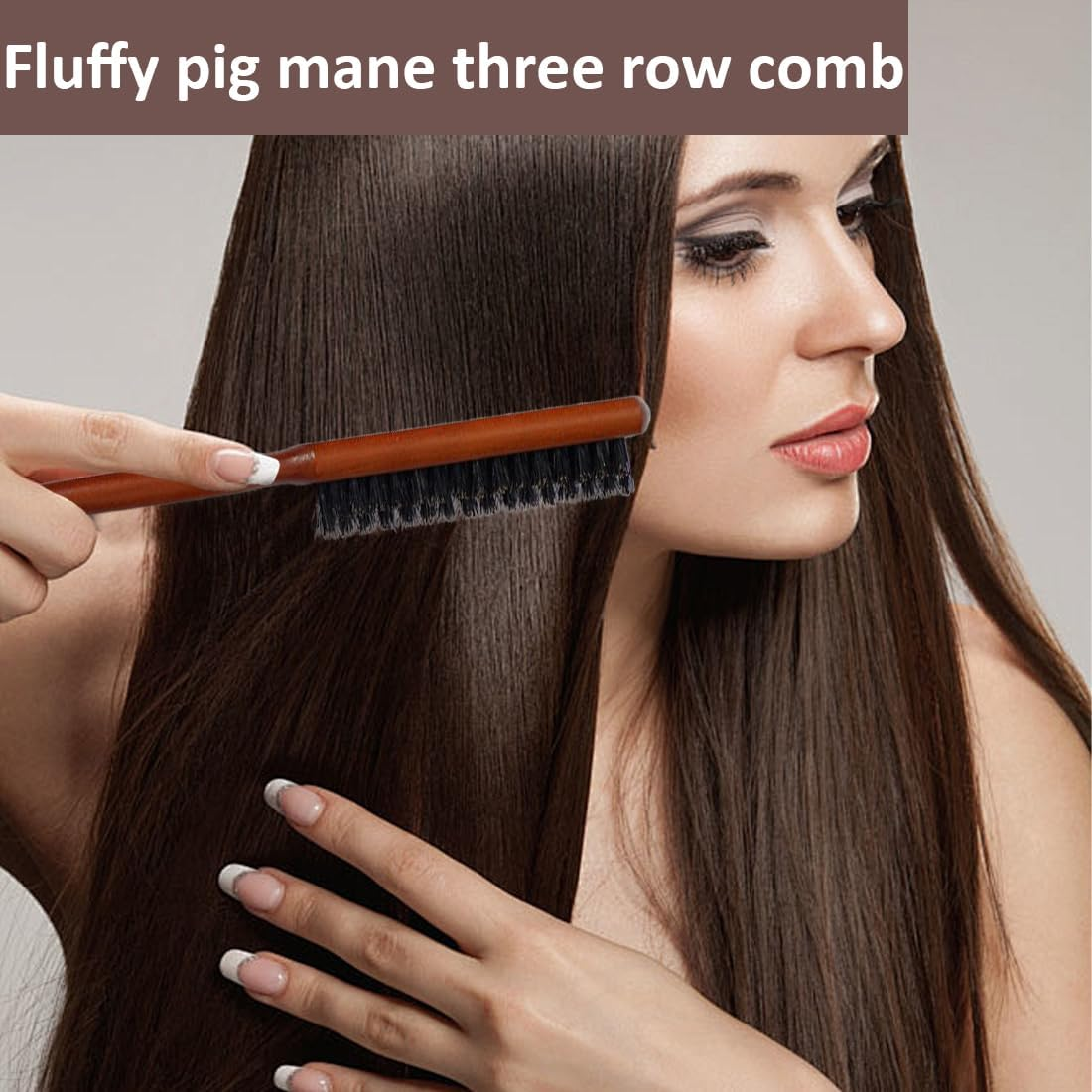 Weddhuis Teasing Hair Brush Boar Bristle Wooden Handle for Long Thick Curly Wavy Dry Damaged Hair Sleek Bun Brush image number 3