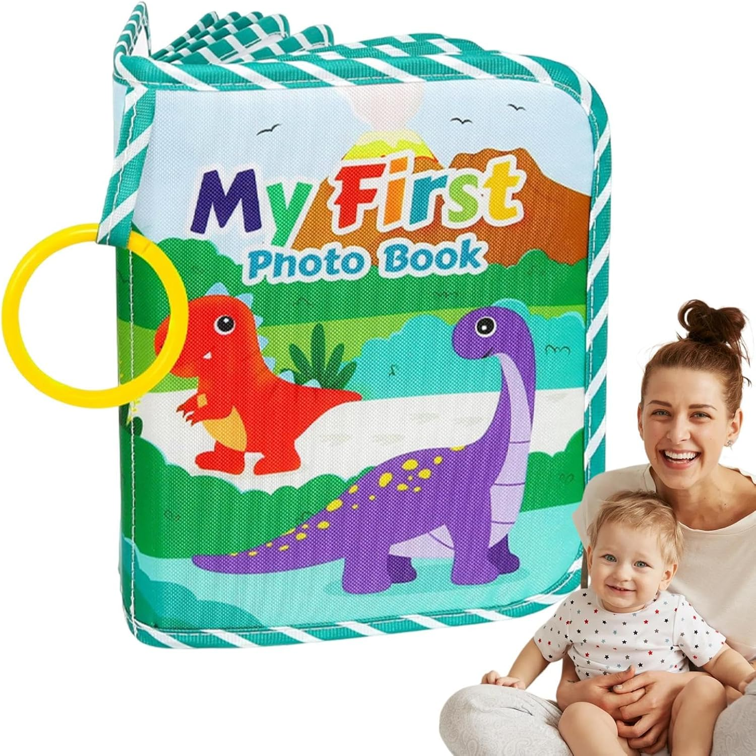 Toddler Photo Album - Soft Dinosaur Crinkle Picture Book | Educational Hold 4X6Inch Picture Album Collectible Keepsake for Birthday Holiday Memory image number 2