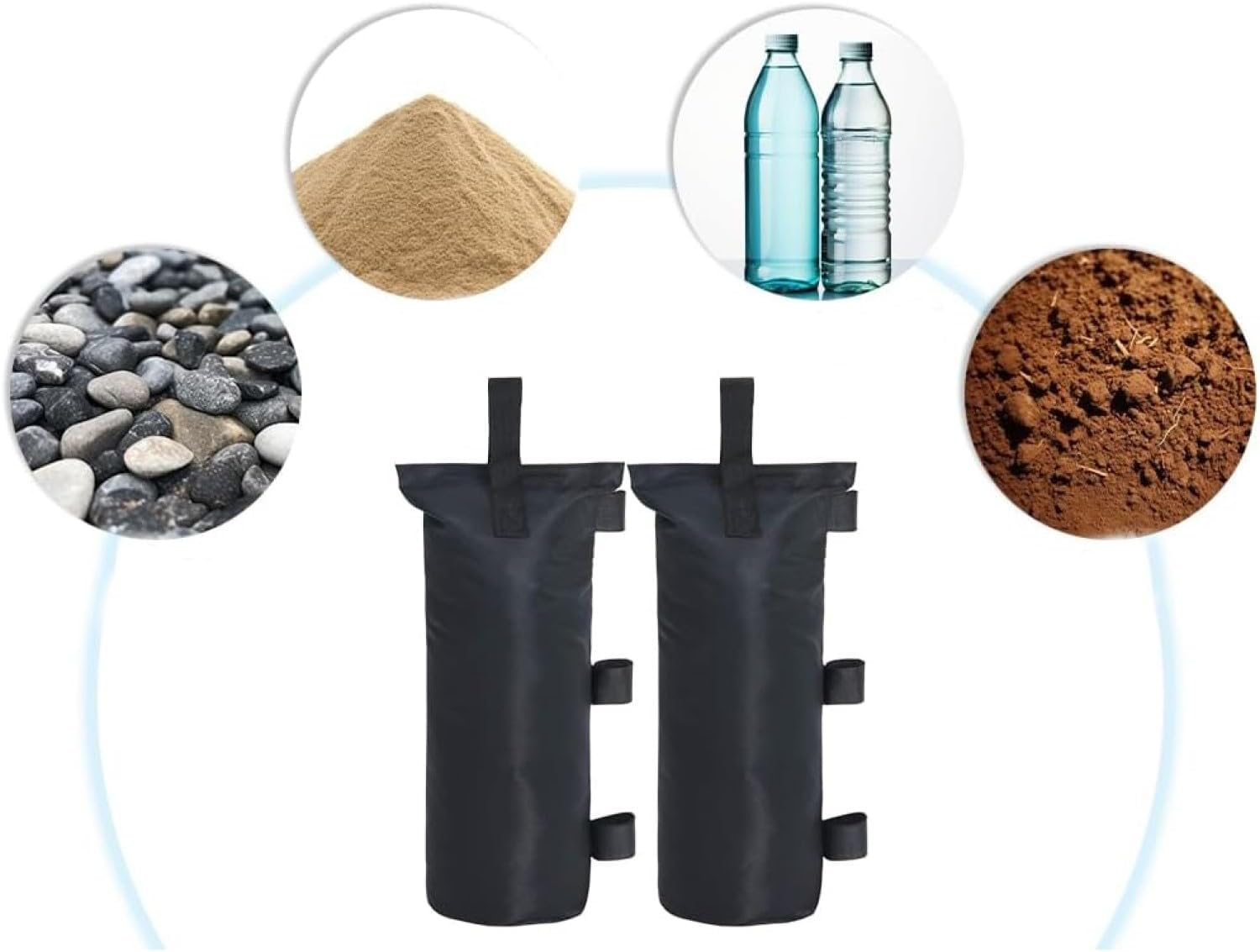 Pack of 4 Tent Sandbags, Weights for Gazebo Weights Gazebo Sandbags Tent Sandbags Sandbags for Tripods, Video Studios and Garden, Industrial Quality 600D Leg Weights image number 3