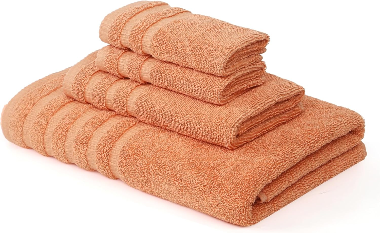 Amrapur Overseas 6-Piece Yarn Dyed Oxford Stripe Jacquard/Solid Ultra Soft 500GSM 100% Combed Cotton Towel Set [Coral] - Grey image number 7