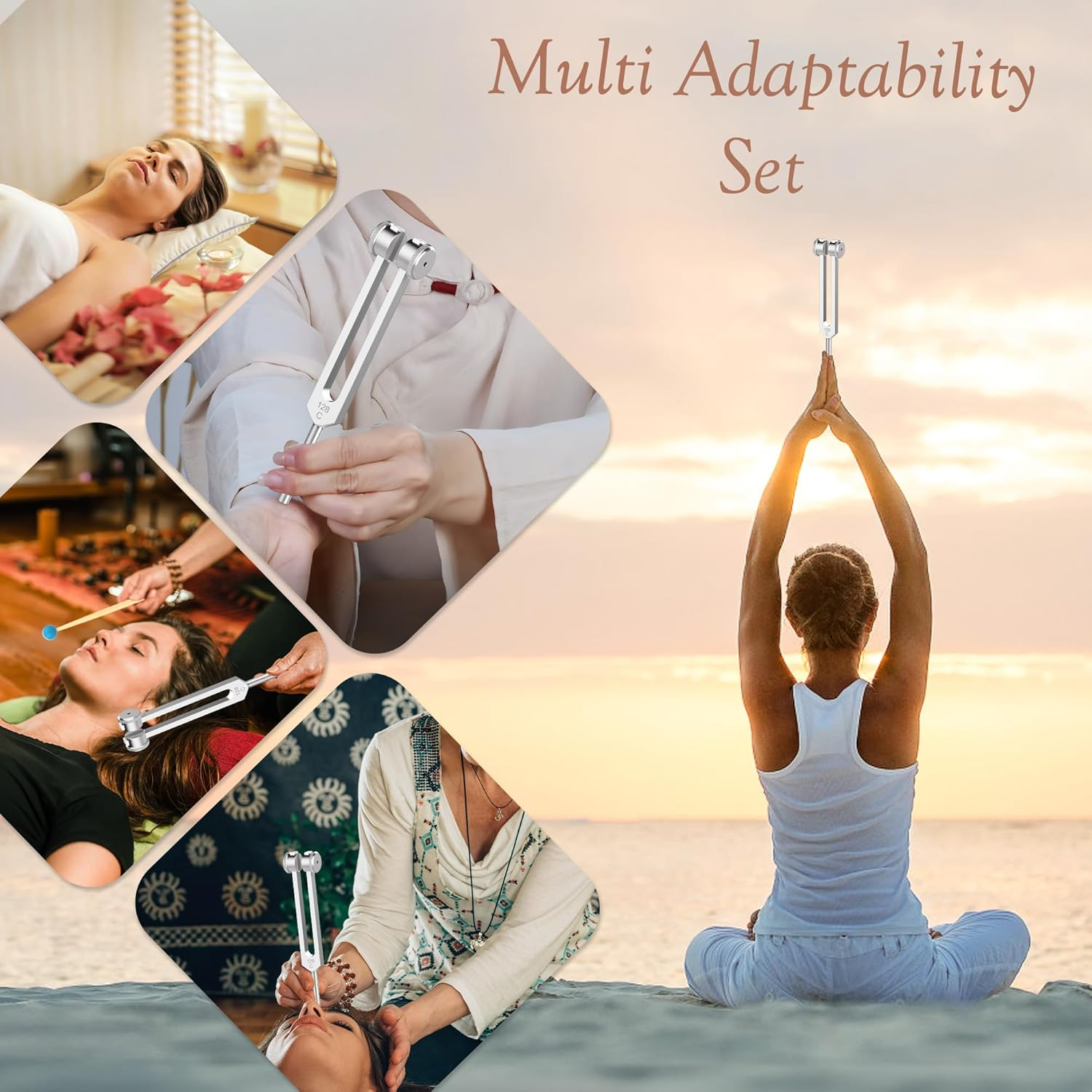 128Hz Tuning Fork - Aluminium Alloy with Silicone Hammer & Carry Pouch - Perfect for Yoga, Meditation & Relaxation image number 2
