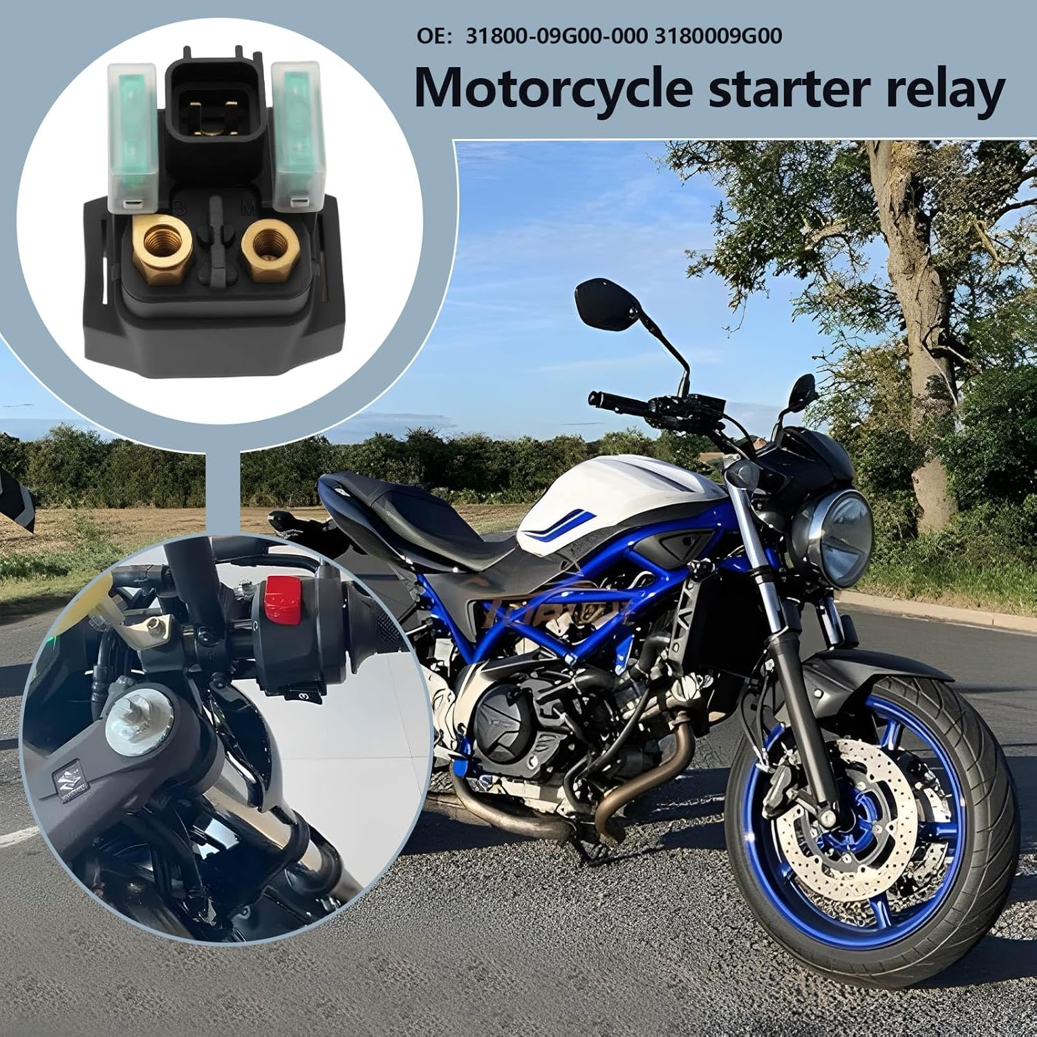1Pc Motorcycle Starting Relay Magnetic Switch 4 Pin Relay 31800-09G00-000 3180009G00 Compatible with Suzuki Sv650S AV1111 1999-2002 an GSR GSX GSX-R RF image number 1