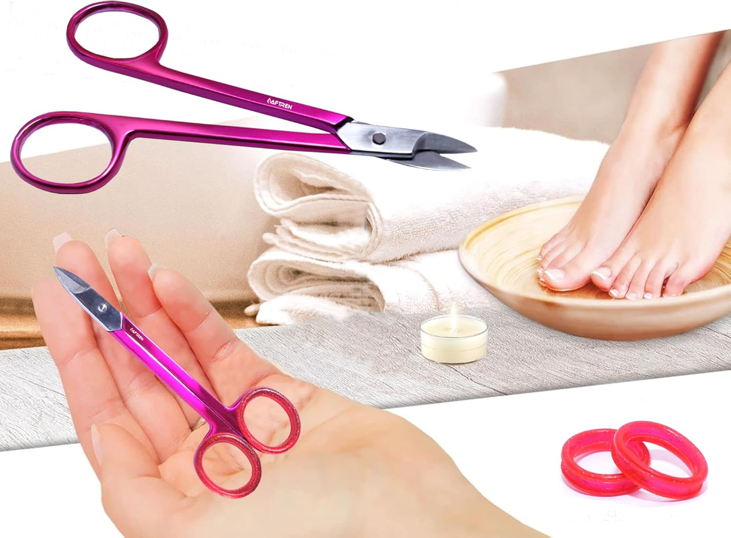 Nail Scissors Curved Blades Hard and Thick Nails J2 Stainless Steel Pedicure Scissors Thick Nail Scissors Cuticle Scissors Toenail Scissors (Purpul, 4.5 Inch)