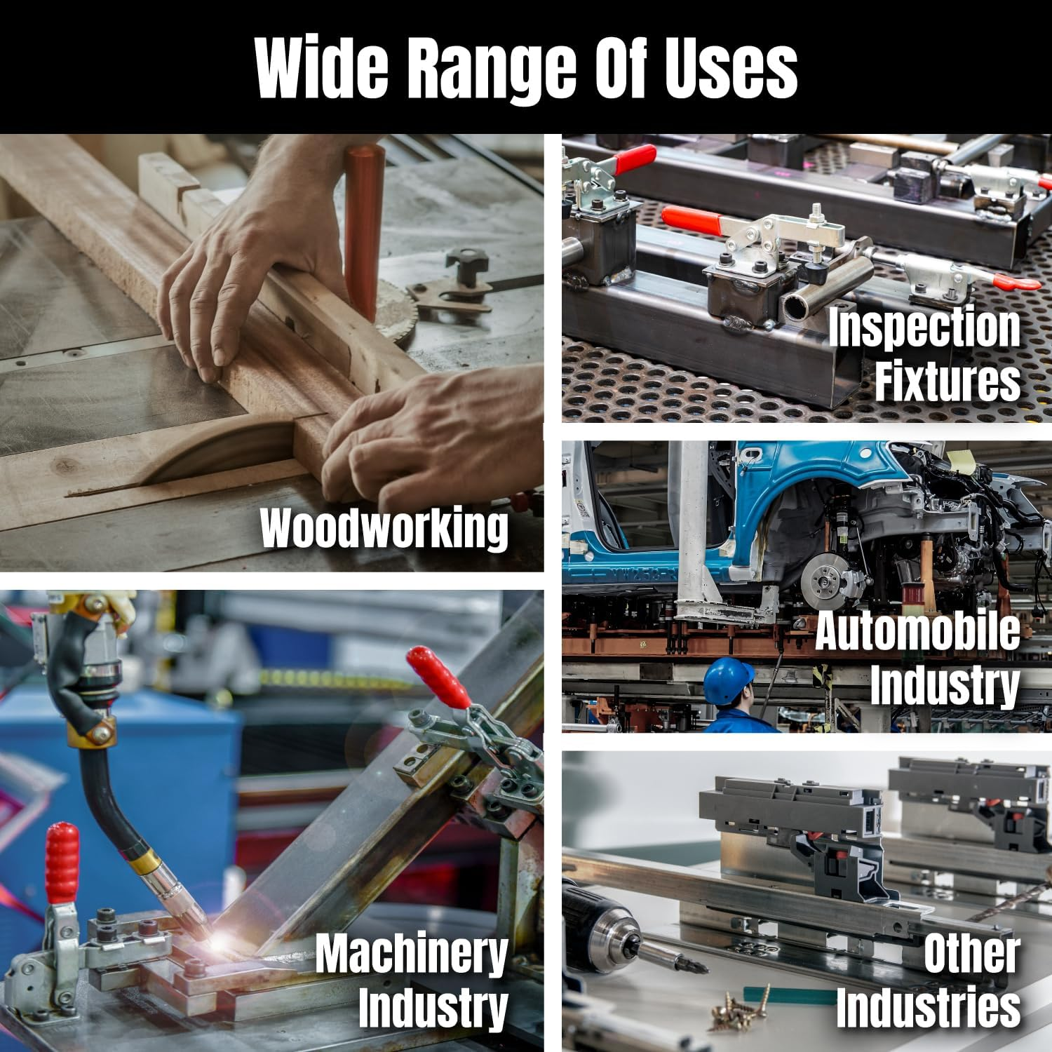 POWERTEC 4PK Push Pull Toggle Clamp, 500Lbs Holding Capacity, 305CM Quick Release Push Pull Lever Clamp, Stroke Clamp for Welding, Woodworking Jigs and Fixtures, Pocket Hole Jigs, CNC (20318-P4) image number 4