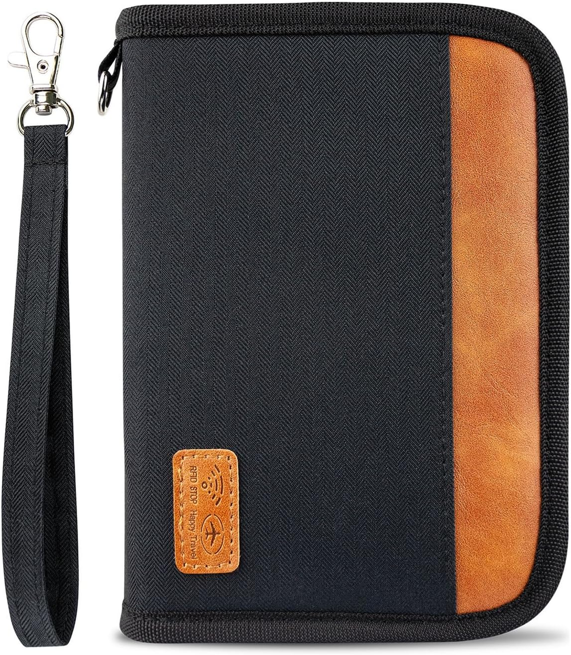 Passport Holder for Famliy Travel Wallet Passport Wallet Document RFID Blocking Organizer with Zipper Clutch Bag Flight Ticket Credit Cards Men Women, Black, Rfid Blocking Travel Passport Wallet