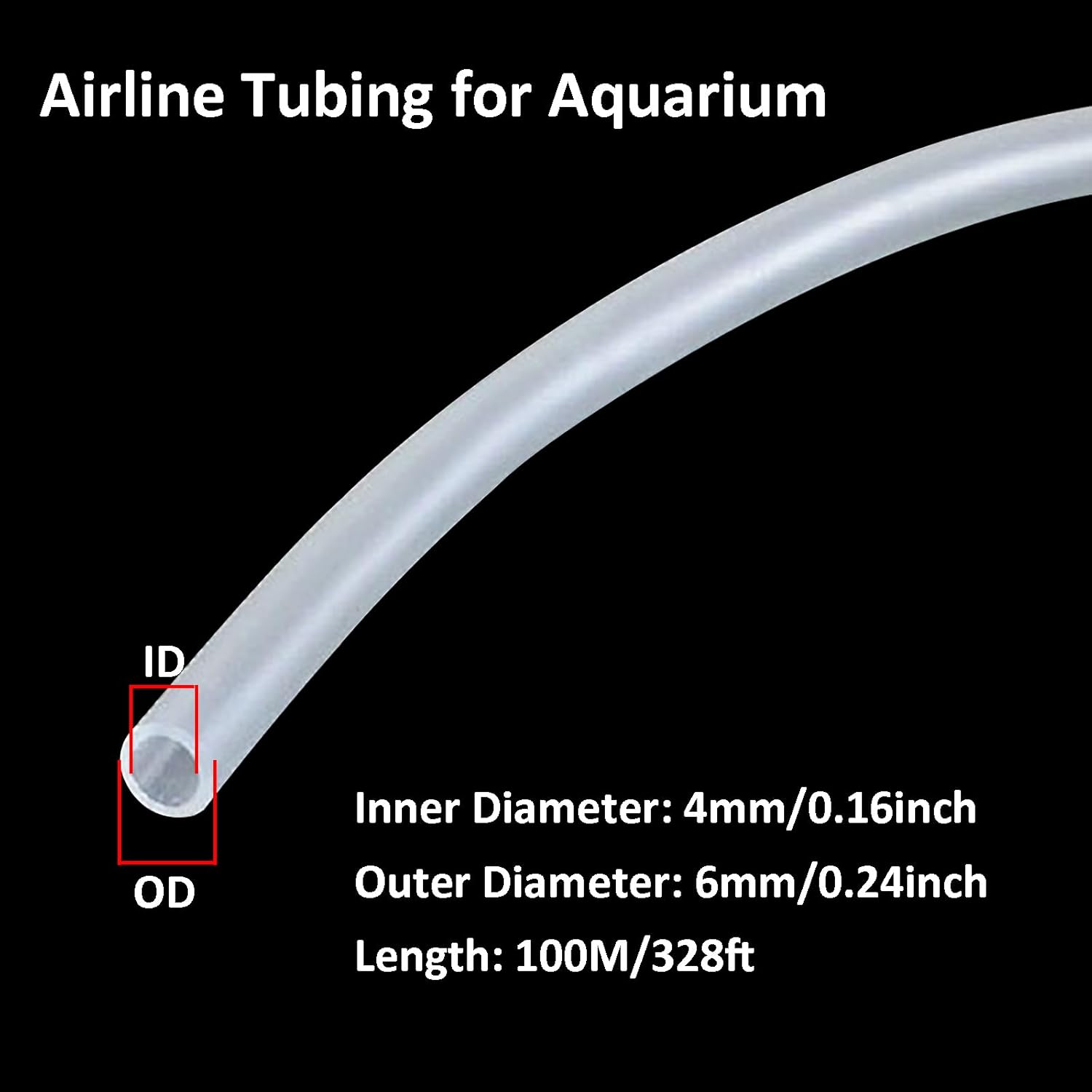 Acbbmns 100M Aquarium Airline Tubing, 4Mm ID 6Mm OD, Flexible Air Pump Hose for Fish Tank, Kink-Resistant PVC Hose image number 3
