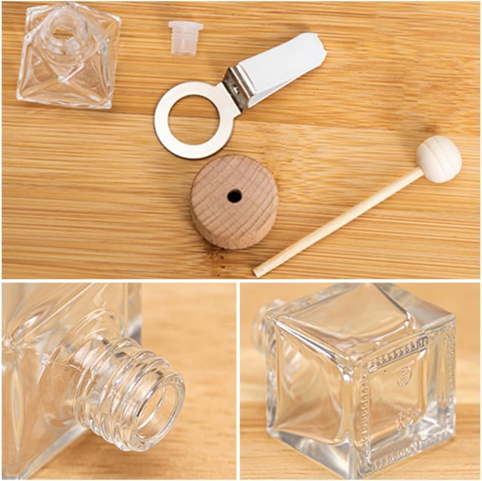 SHUNYUNG Car Diffuser Air Freshener Bottle, 6Pcs Car Perfume Empty Bottles, Diffuser Bottles with Wooden Cap for Essential Oils image number 3