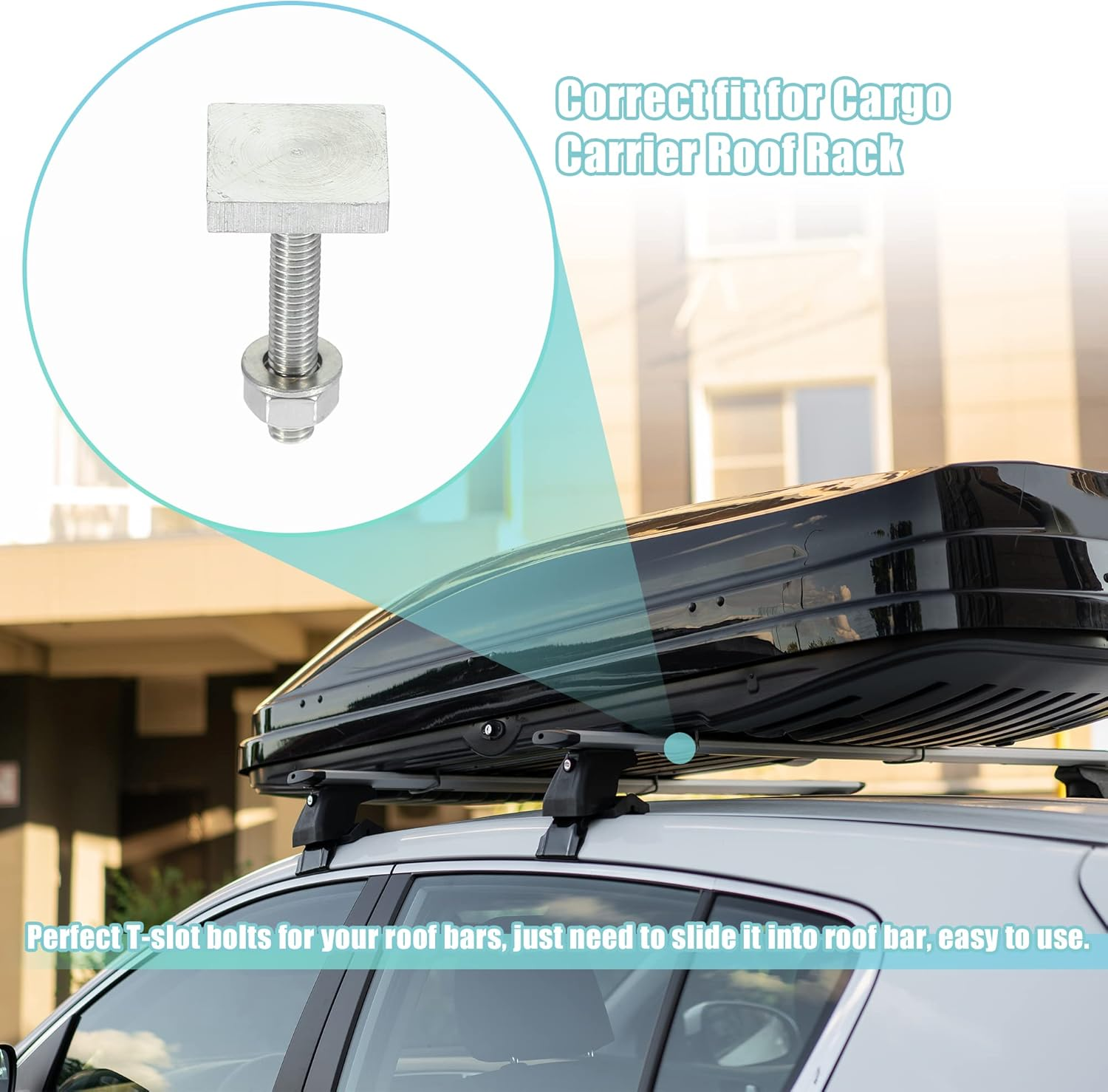 X AUTOHAUX 2Pcs Universal Roof Rack T Shaped Bolt Rooftop Rack Bolt T Shaped Slots T Shaped Track Bolts W/Nuts Washers Bike Rack Cross Bar Adapter Gray image number 5