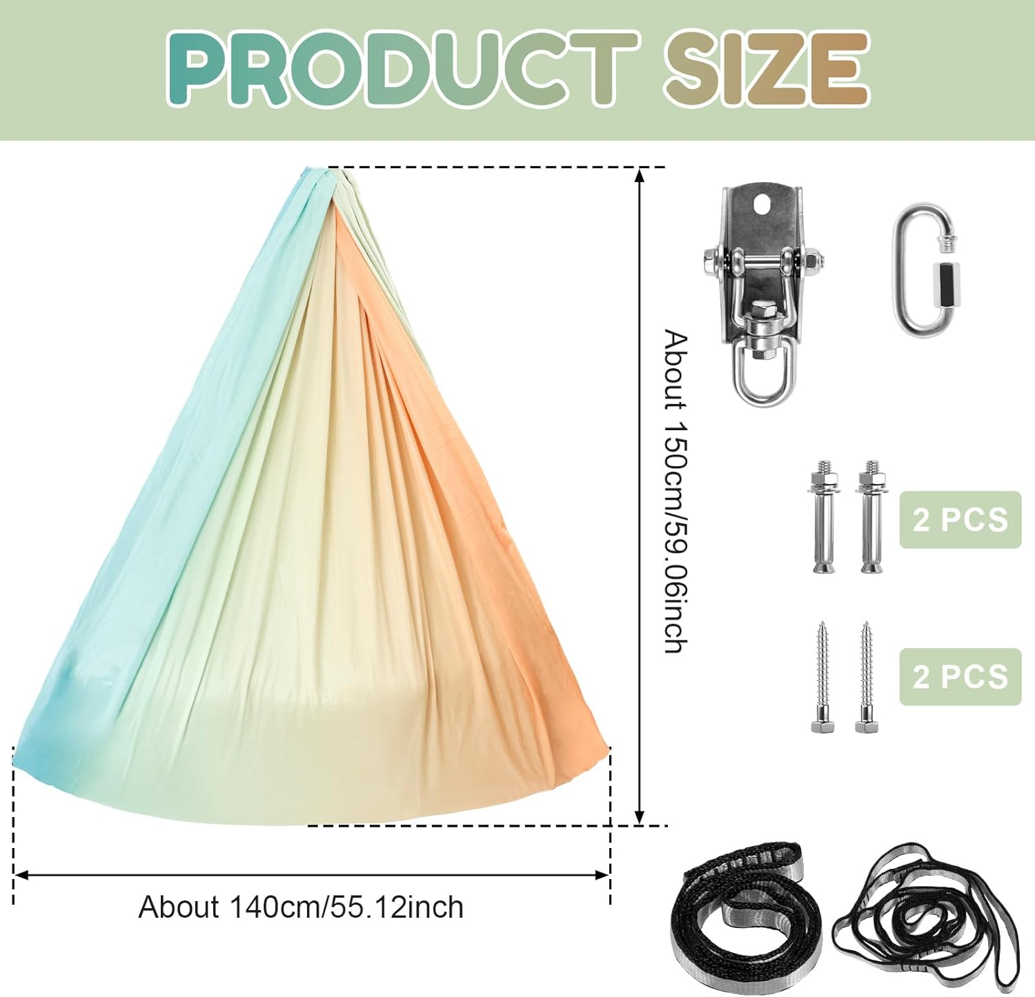 Awobepl Double Layer Kids Sensory Swing Holds up to 200 Lbs Indoor Sensory Swing Stretchfor Children Adults Indoor Outdoor Use