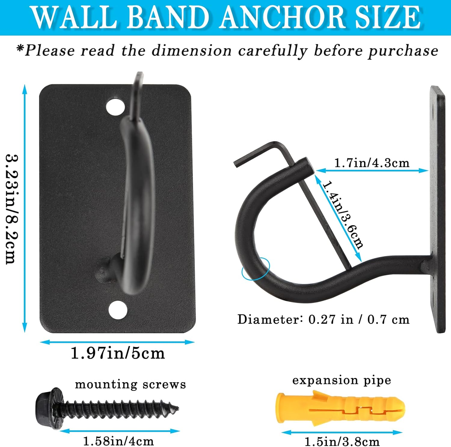 2 Pack Wall Mount Hook with Lock Heavy Duty Resistance Band Anchors Workout Stretching Strength Training Exercise Equipment Hook Hanger Utility Organization Hook for Home Depot Garage