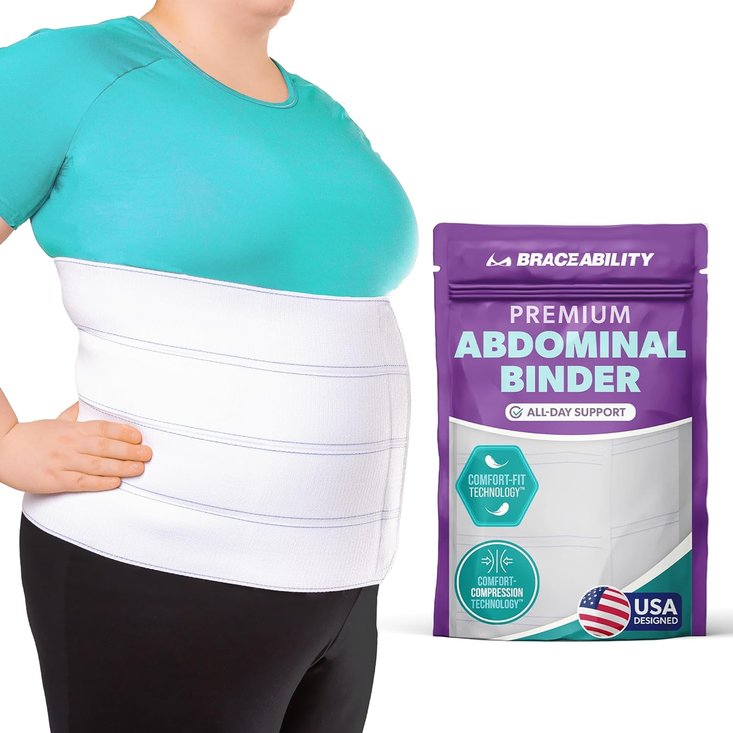 Braceability plus Size Bariatric Abdominal Binder -Fits 120Cm - 160Cm Circumference image number 3