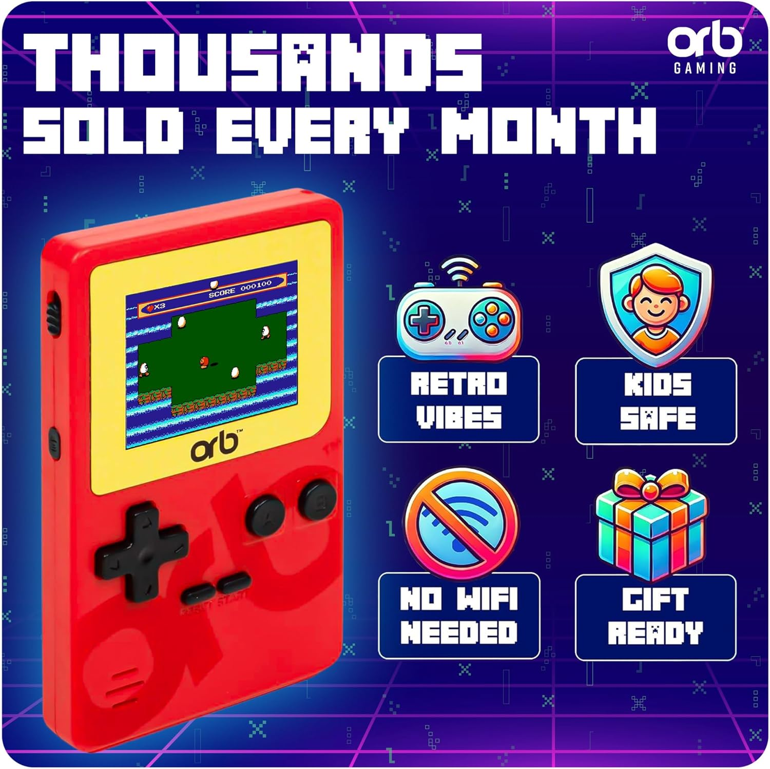 Thumbsup UK, ORB, Retro Handheld Console, 150 8-Bit Games, OR-RETHC image number 2