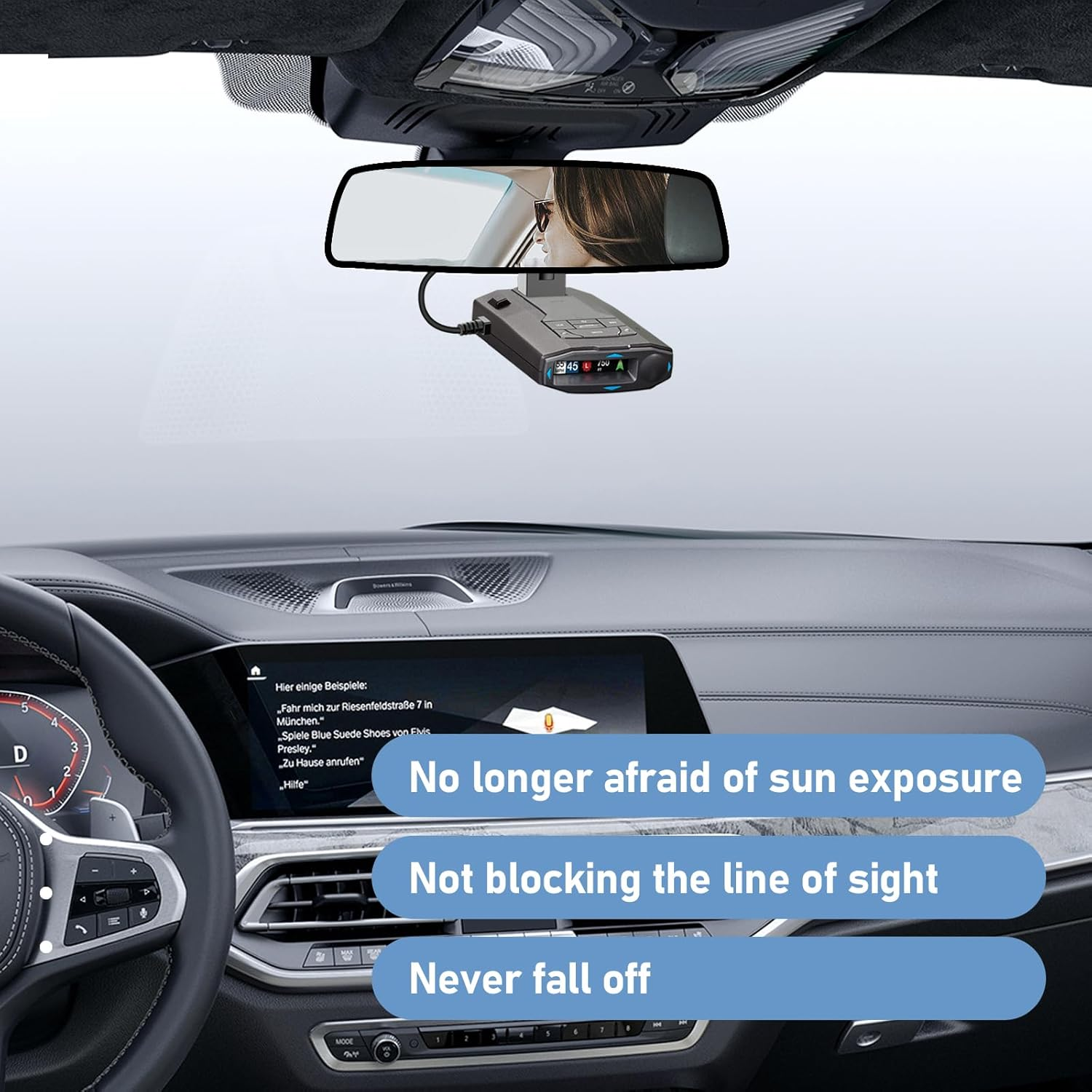 Radar Detector Mount,Rearview Mirror Rod Radar Mounting Bracket+Rearview Mirror Hard Wire Power Cord Kit16,With Inline Fuse (For Radar Base with EZ Magnet Connection) image number 5