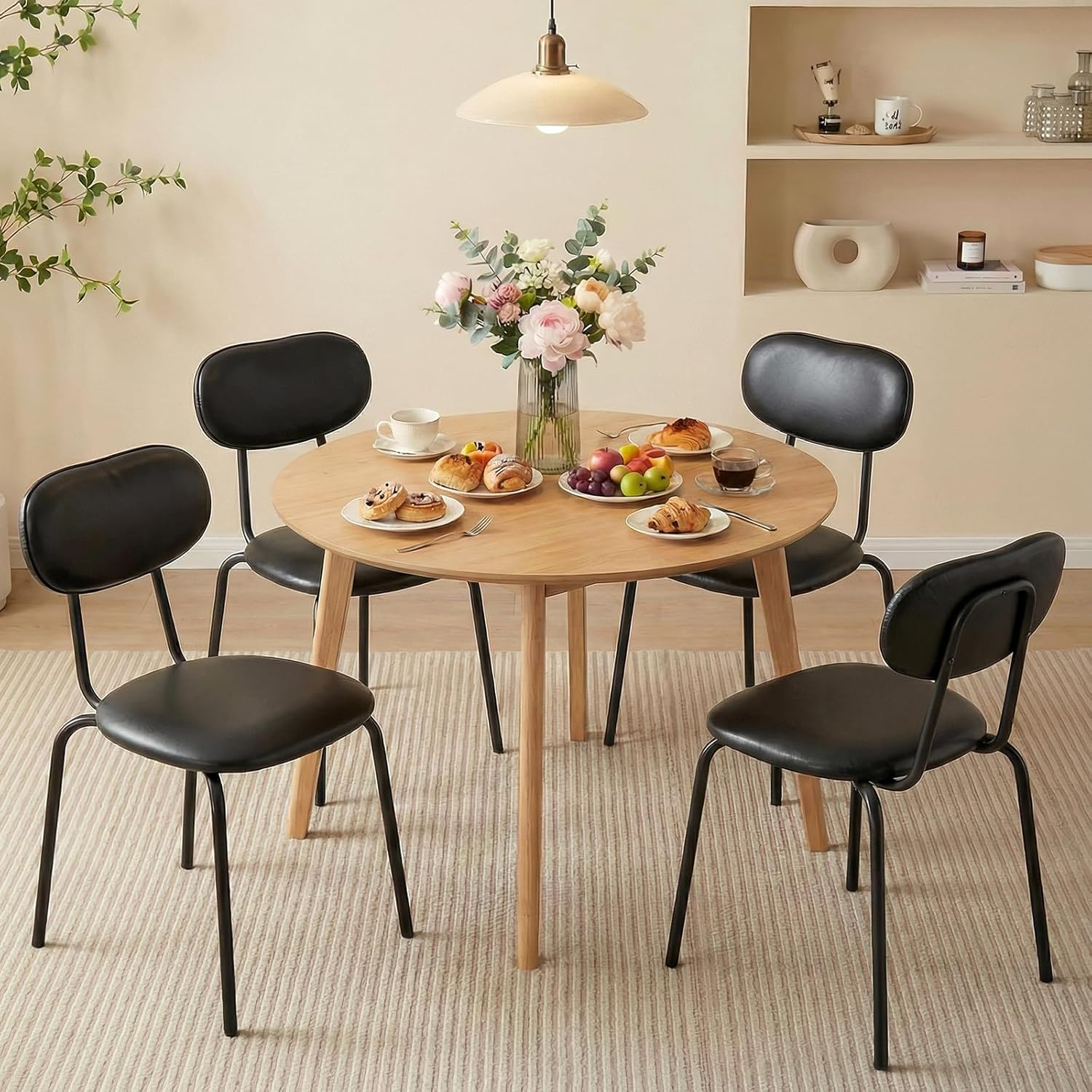 Advwin Dining Chairs Set of 4 round Kitchen Chair, Reading Seating with Metal Legs, Nursing Seat,Home Furniture for Dining Room,Living Room,Cafe,Meeting Room Beige