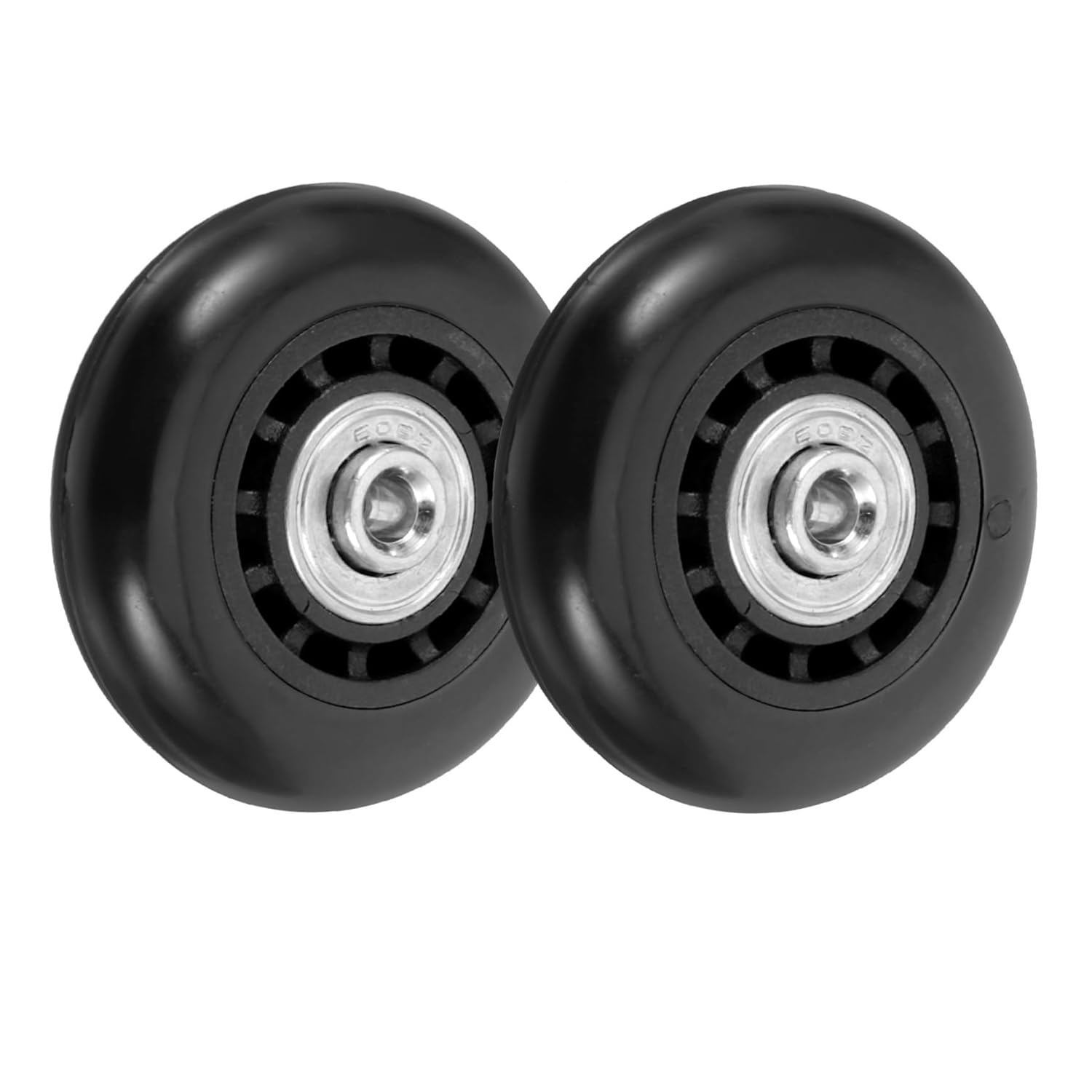 TOPPERFUN 2Pcs Black Luggage Wheels Replacement Kit with Metal Bearing Axles 60X23Mm, Universal Suitcase Swivel Caster Wheels for Travel Bags and Trolley Suitcases Repair