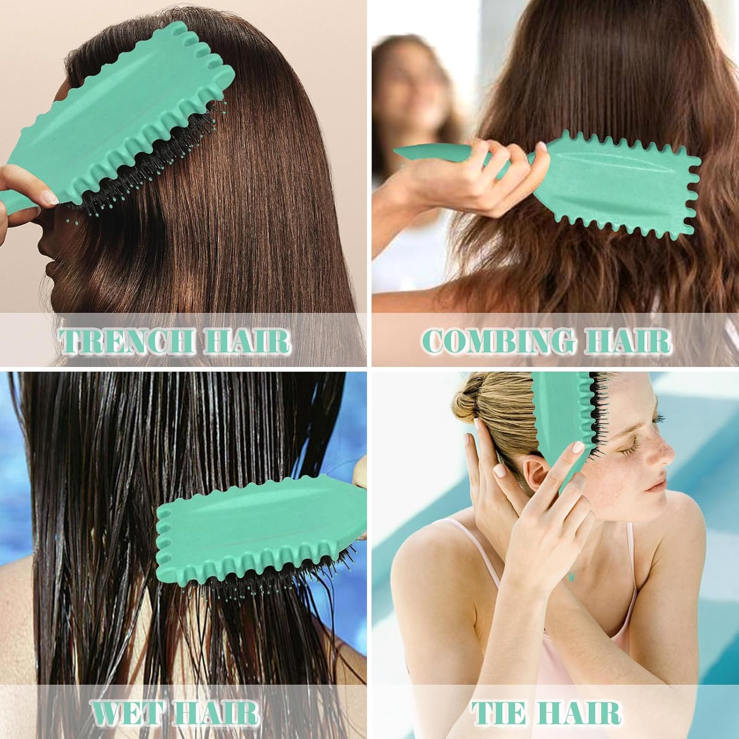 Curly Hair Brush, Curl Defining Brush, Shaping Curls Boar Bristle Styling Hairbrushes for Women and Men (Green)