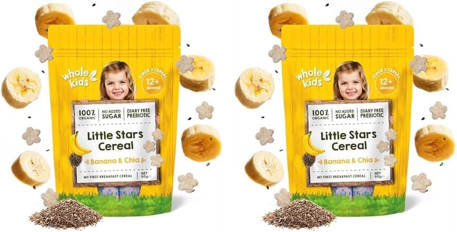 Whole Kids Organic Little Stars Banana and Chia Cereal 40 G