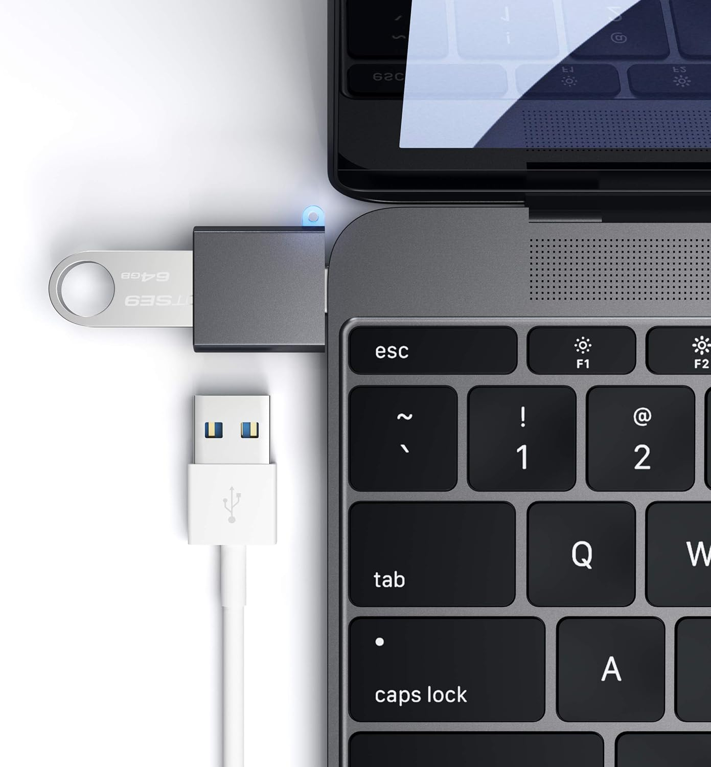 Satechi Aluminum Type-C Male to USB 3.0 Female High-Speed Adapter Converter Connector - Compatible with 2016/2017/2018 Macbook Pro, 2015/2016/2017 Macbook, Microsoft Surface Go and More (Space Gray) - Gold image number 4