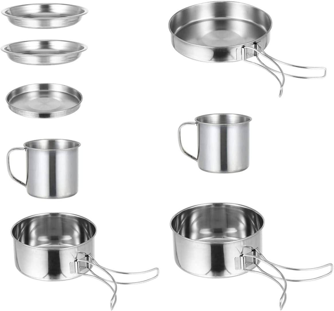 Camping Cooking Pan Stainless Steel Pot Hiking Cookware Compact Picnic Pan Outdoor Cooking Equipment image number 1