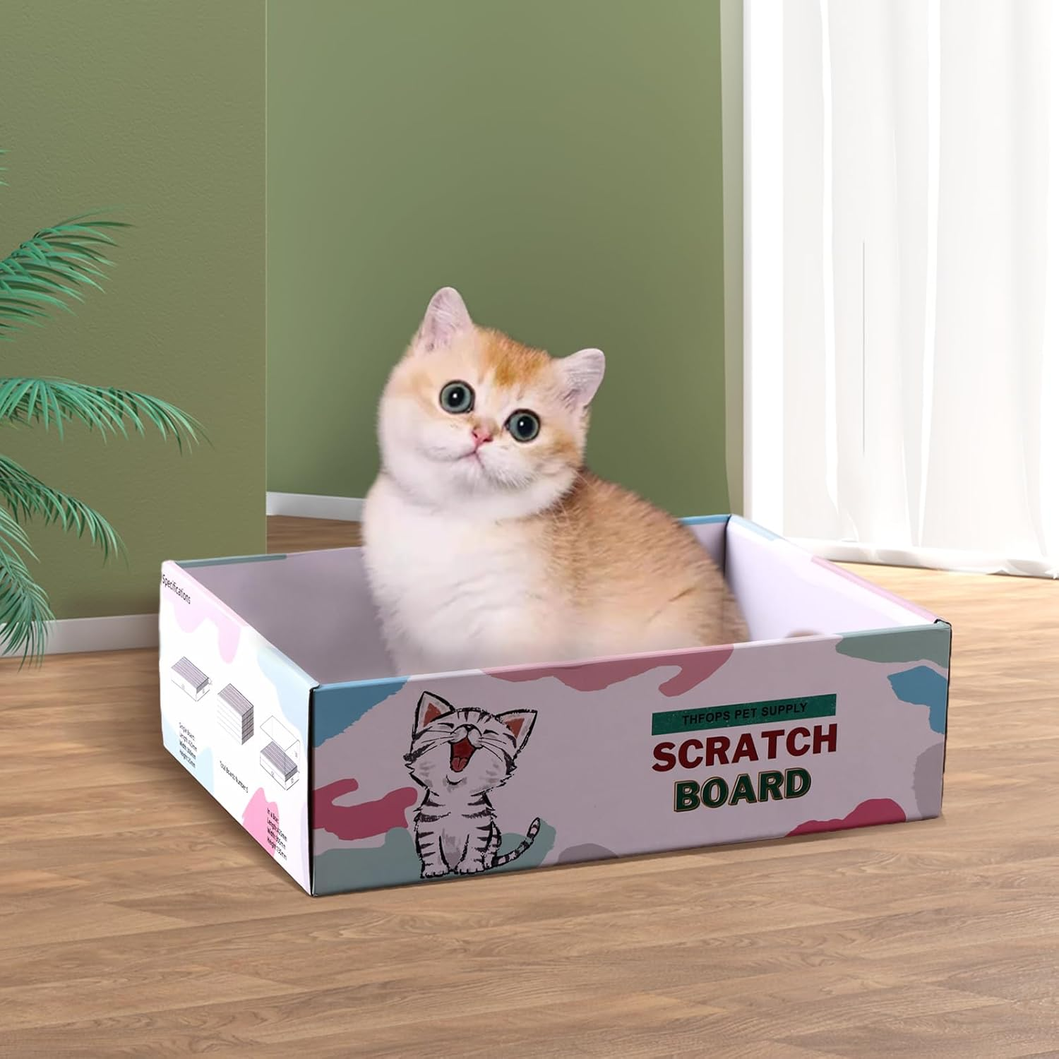 THFOPS Cat Scratcher Box, 5 in 1 Reversible Corrugated Scratching Boards, Indoor Cat Scratching Post, Replacement of Cat Bed