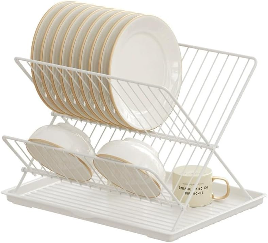 Roll up Dish Drying Rack, over Sink Multipurpose Foldable, Kitchen Sink Accessory (White, 2 Layer)