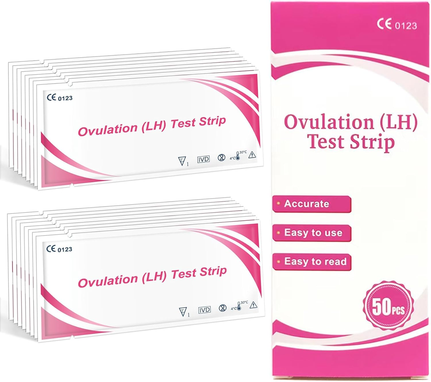 Ovulation Test Strips, 50 LH Ovulation Predictor Kit with 50 Collection Cups, over 99% Accurately Track Ovulation Test image number 3