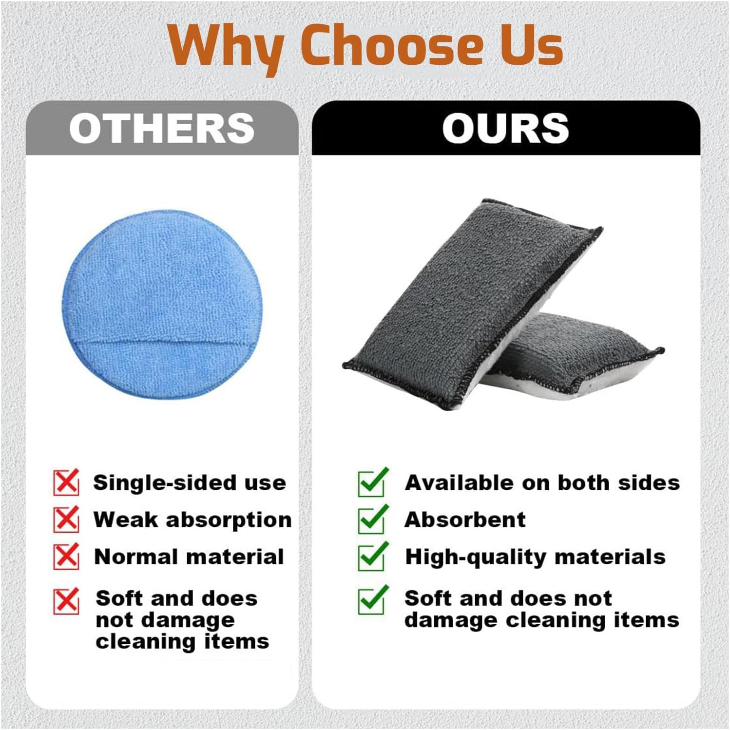 Tzylomirx 5"&times;3" Car Interior Scrubbing Sponges, Microfiber Car Wash Sponges, Auto Detailing Scrub Pads for Cleaning Car Leather, Plastic, Vinyl, Upholstery (2Pcs, Gray & White) image number 1