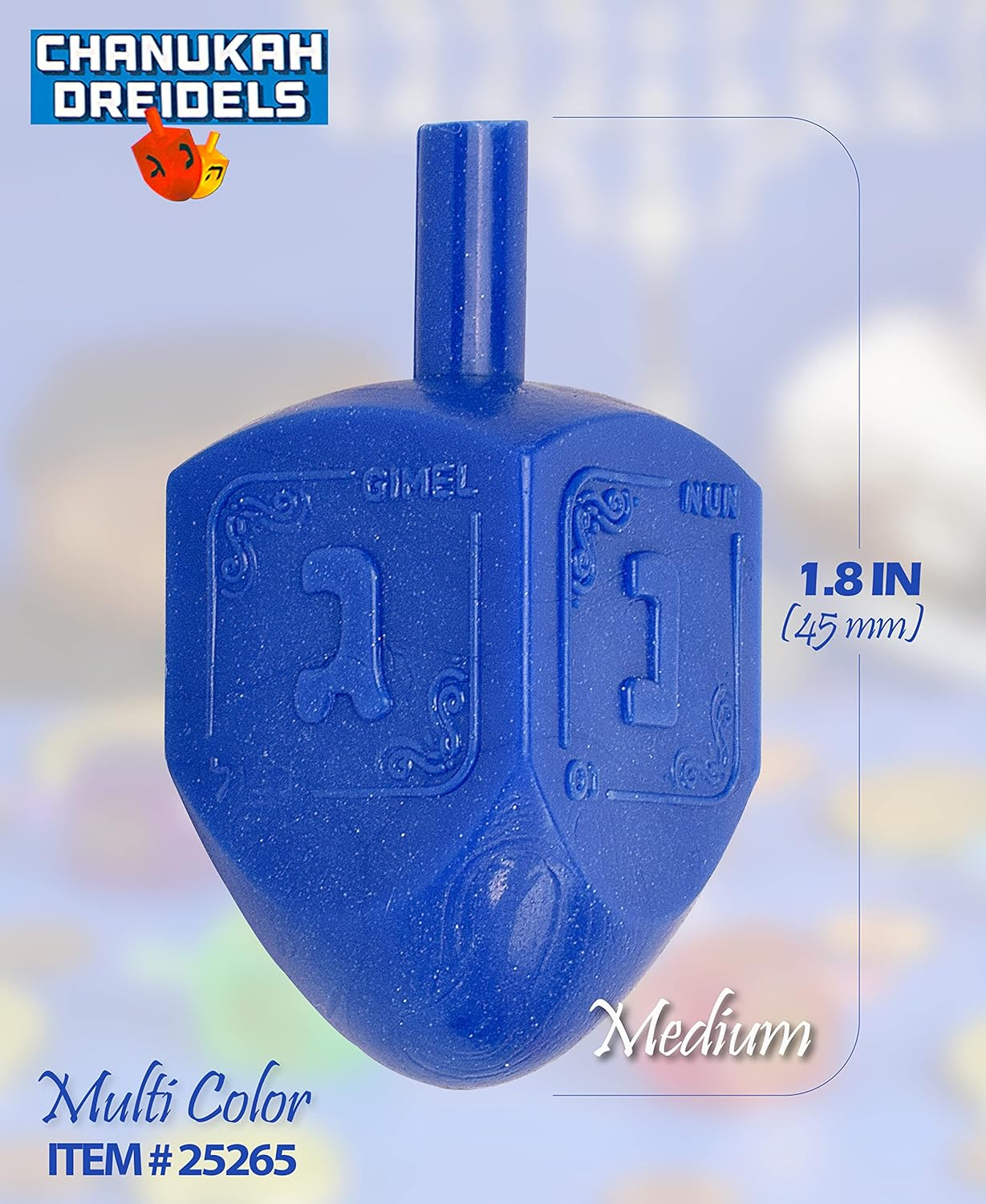 Izzy 'N' Dizzy Hanukkah Dreidels - Multi Color Plastic Dreidel - 10 Pack Medium
