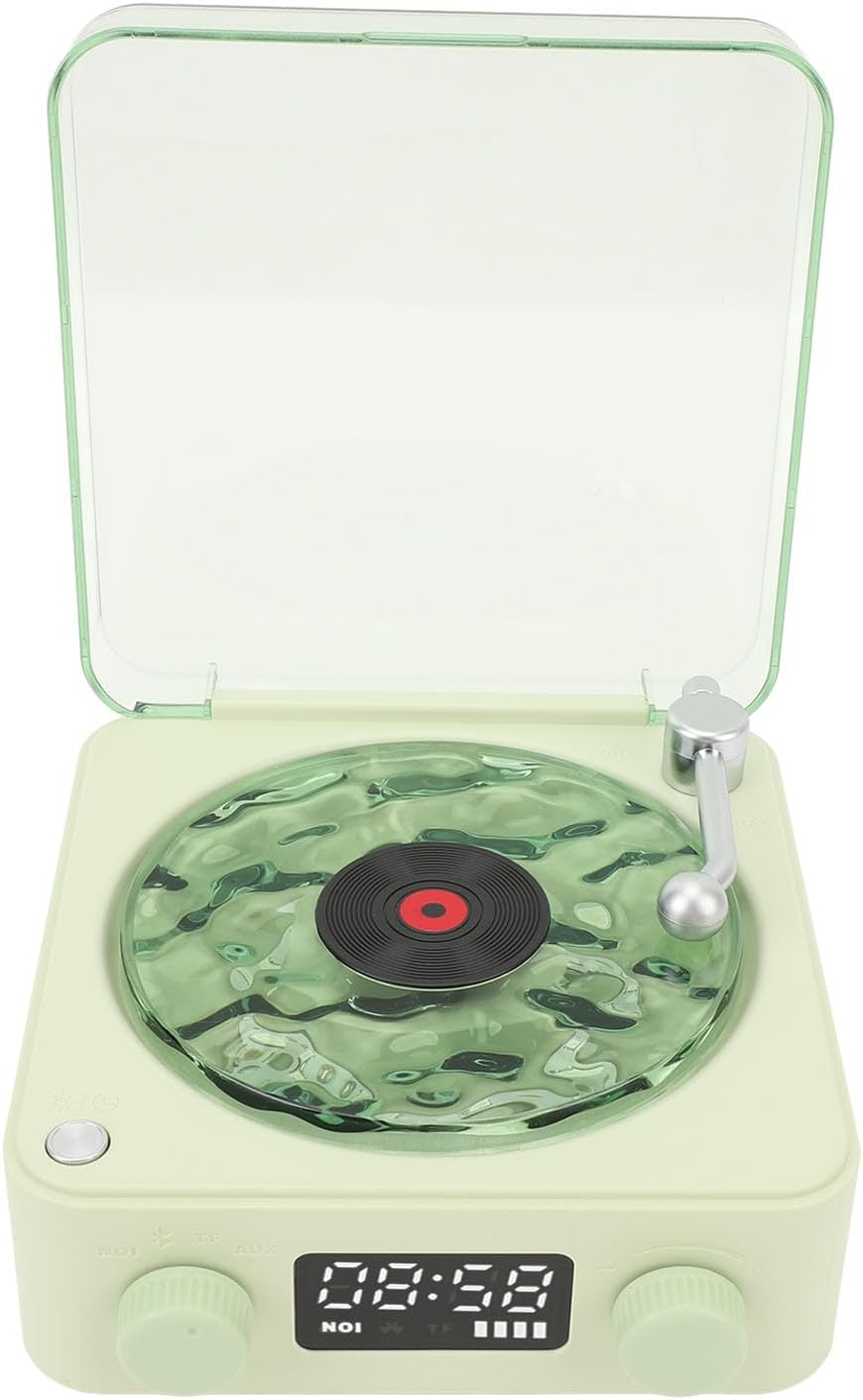 Retro Bluetooth Speaker, Vintage Record Player Bluetooth Speaker, with Ambient Lights, Support Bluetooth, TF Card, AUX, White Noise (Green)