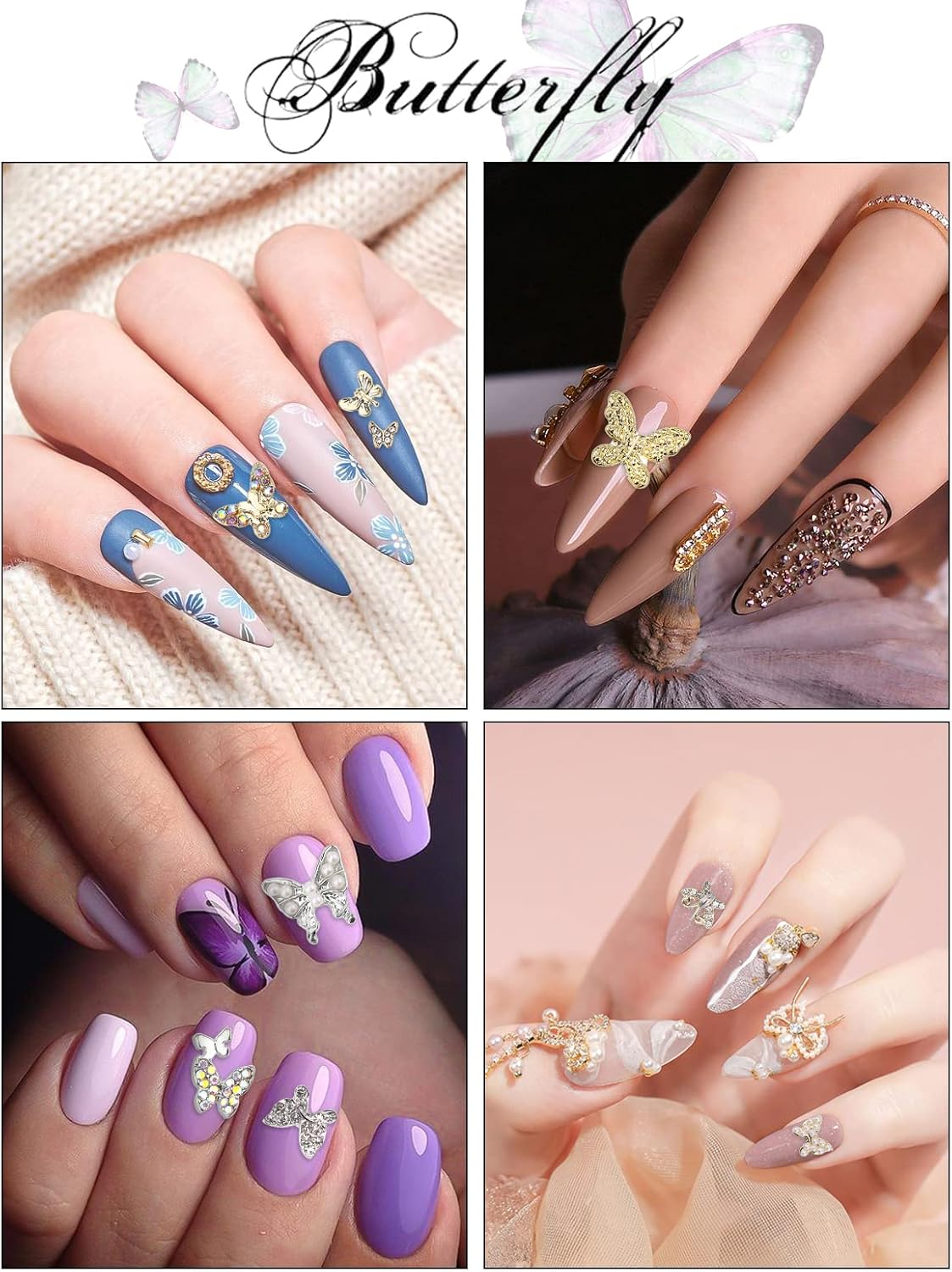 Kalolary 48P Butterfly Nail Rhinestones image number 6