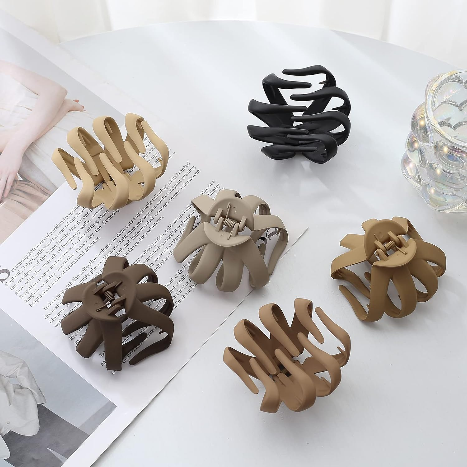 6 Pack Large Hair Clips for Thick Hair, Octopus Hair Claw Clip for Women Girls, 3.2'' Claw for Long Hair, Big Matte Jaw Clips Neutral Color, Strong Hold Jumbo Hair Clip for Gift - Brown image number 2