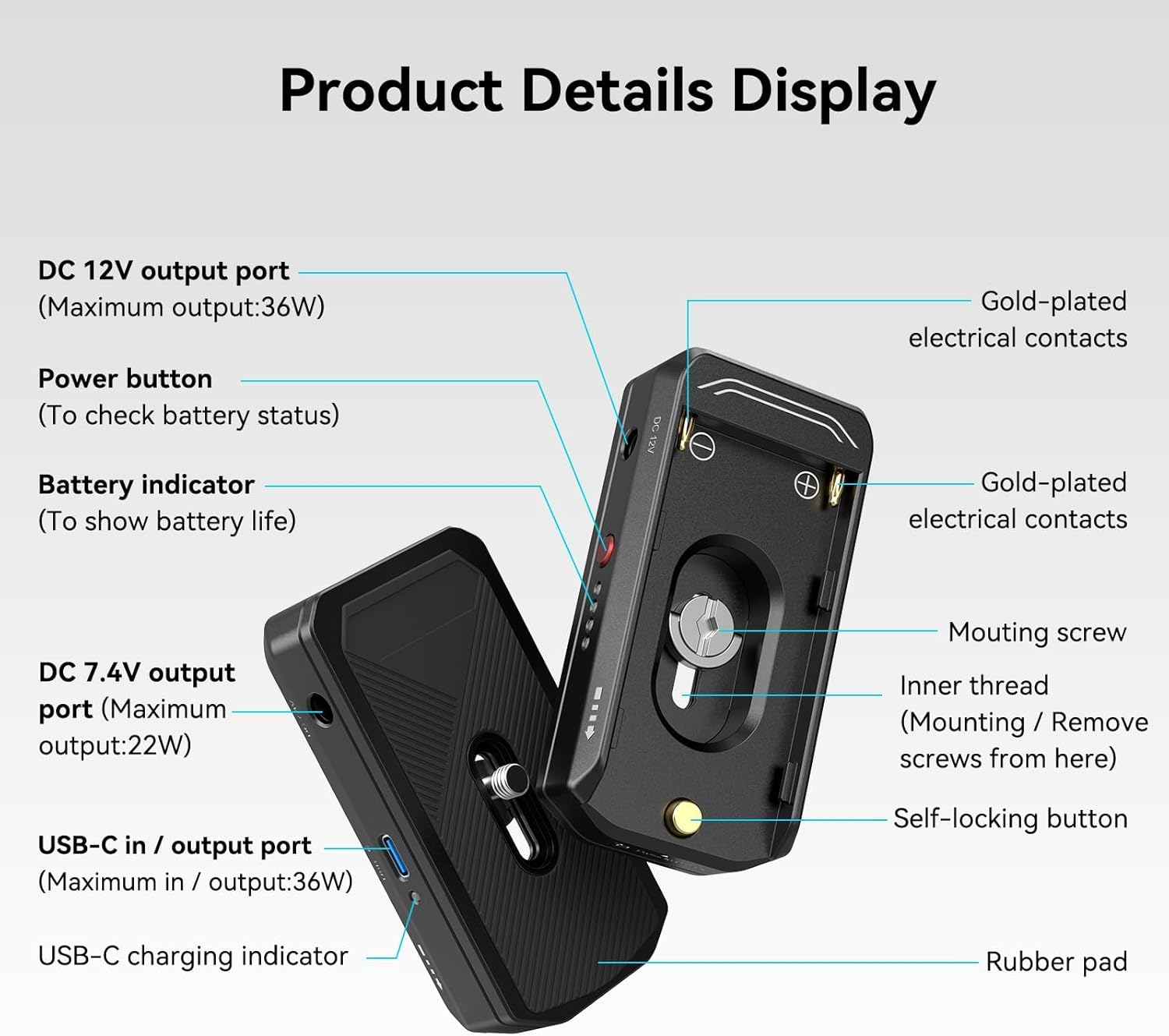 Smallrig NP-F Battery Adapter Mount Plate for NP-F970, NP-F550, NP-F770, NP-F Battery Adapter Plate for Sony, for BMPCC 4K, 6K, 6K Pro and for Canon R5 C (Advanced) - 3168B image number 5