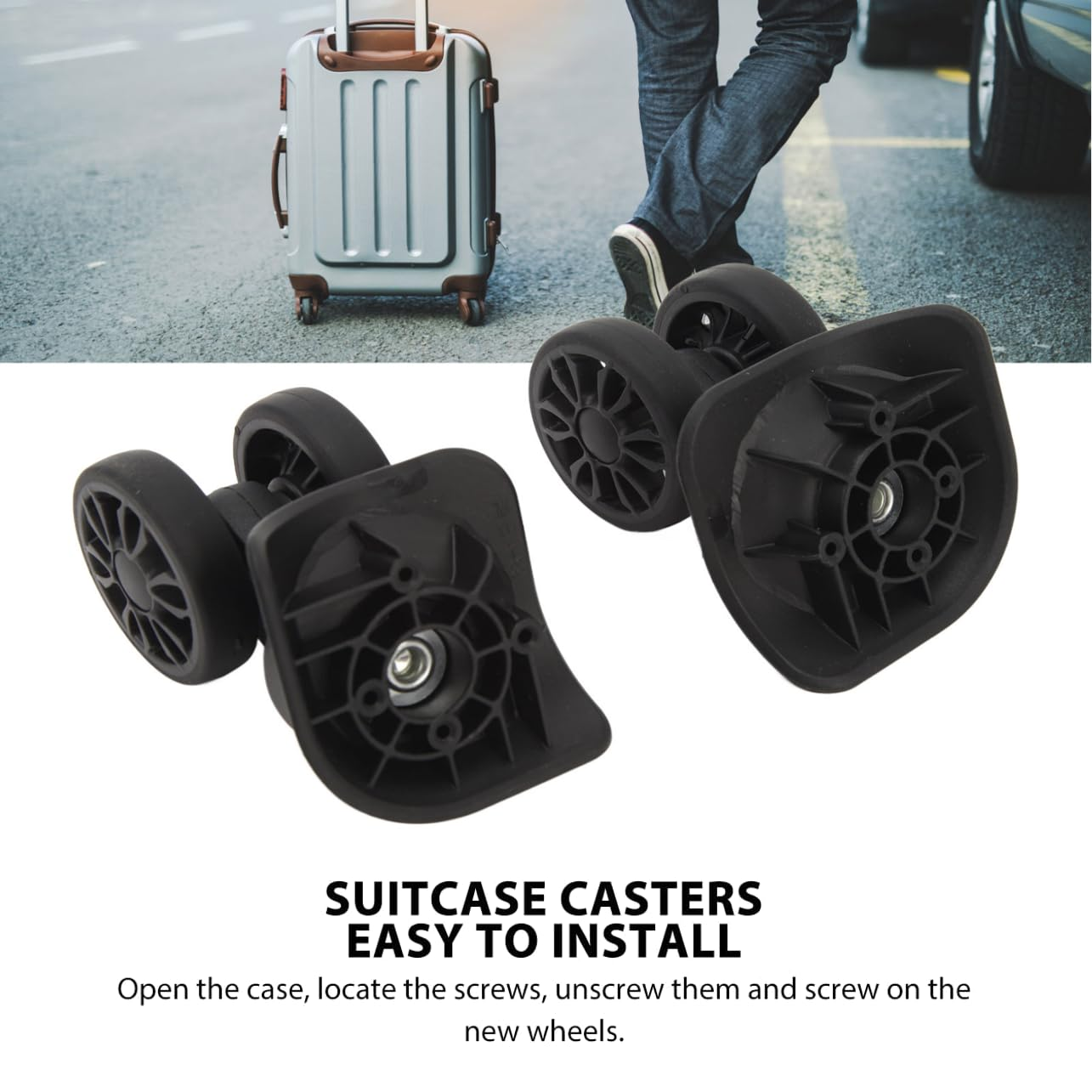 2Pcs Replacement Luggage Wheel for Repairing Easy to Install, Universal Suitcase Caster for Repairing, Suitcase Wheels Replacement image number 2